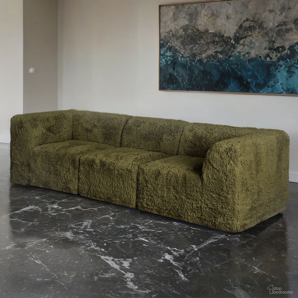 The appearance of Nappi Sofa In Olive Green designed by Furniture of America in the modern / contemporary interior design. This olive green piece of furniture was selected by 1StopBedrooms from Nappi Collection to add a touch of cosiness and style into your home. Sku: FM62102GR-AC;FM62102GR-CNR;FM62102GR-CNR. Material: Faux Fur.