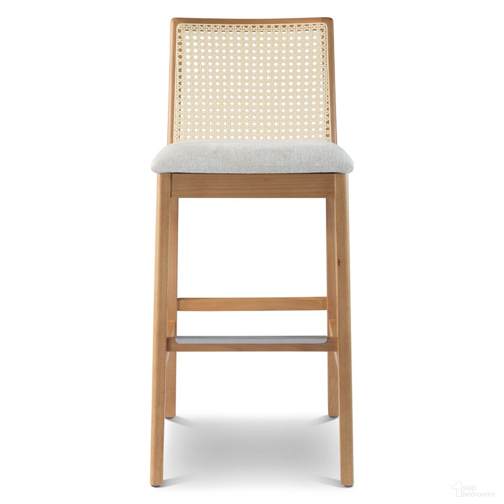 The appearance of Nardia Bar Stool In Harvest Natural And Damasco designed by Urbia in the modern / contemporary interior design. This harvest natural/damasco piece of furniture  was selected by 1StopBedrooms from Modern Brazilian Collection to add a touch of cosiness and style into your home. Sku: BSM-218297-12. Material: Wood.