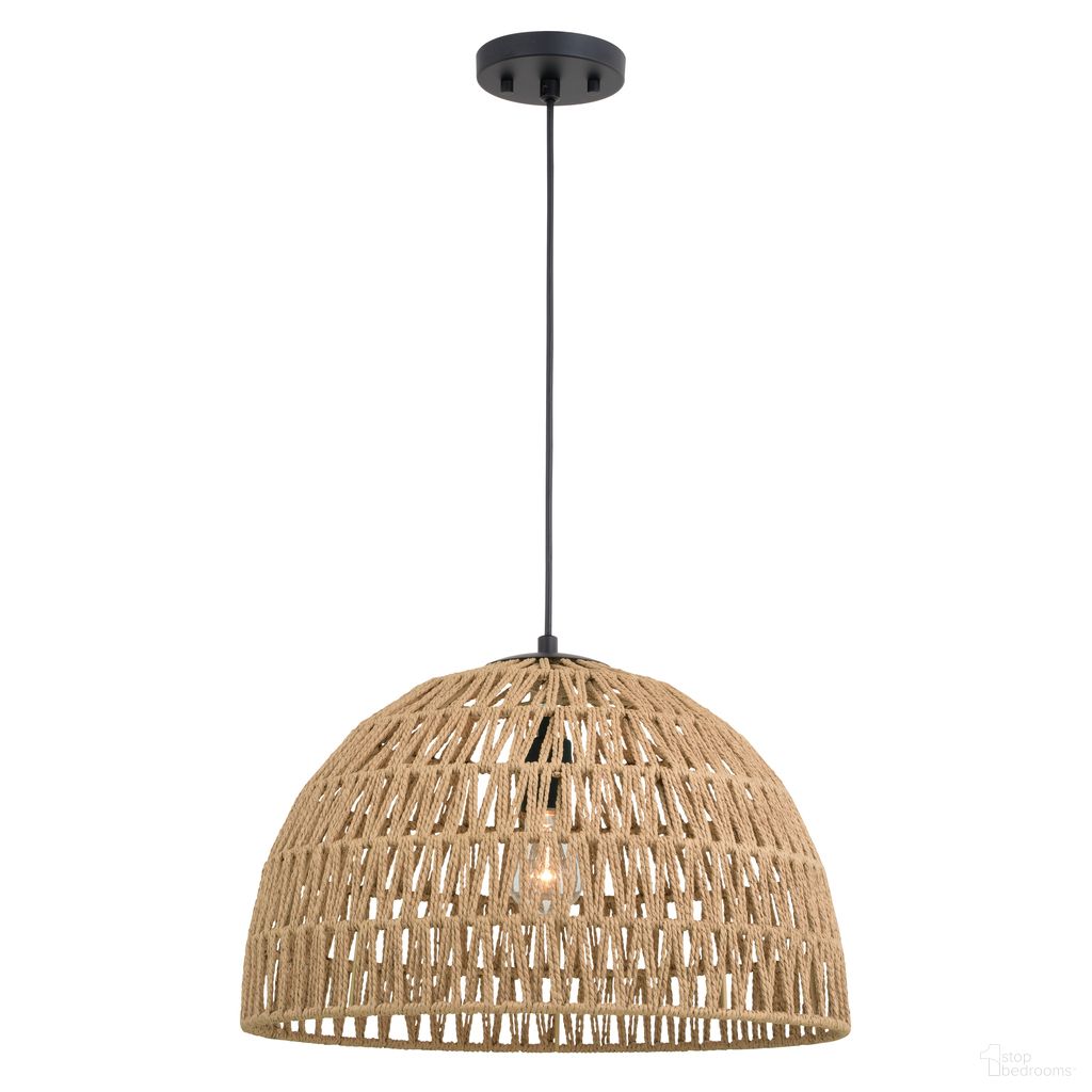 Nassau 18.25 Inch 1 Light Pendant and Natural Rope In Matte Black