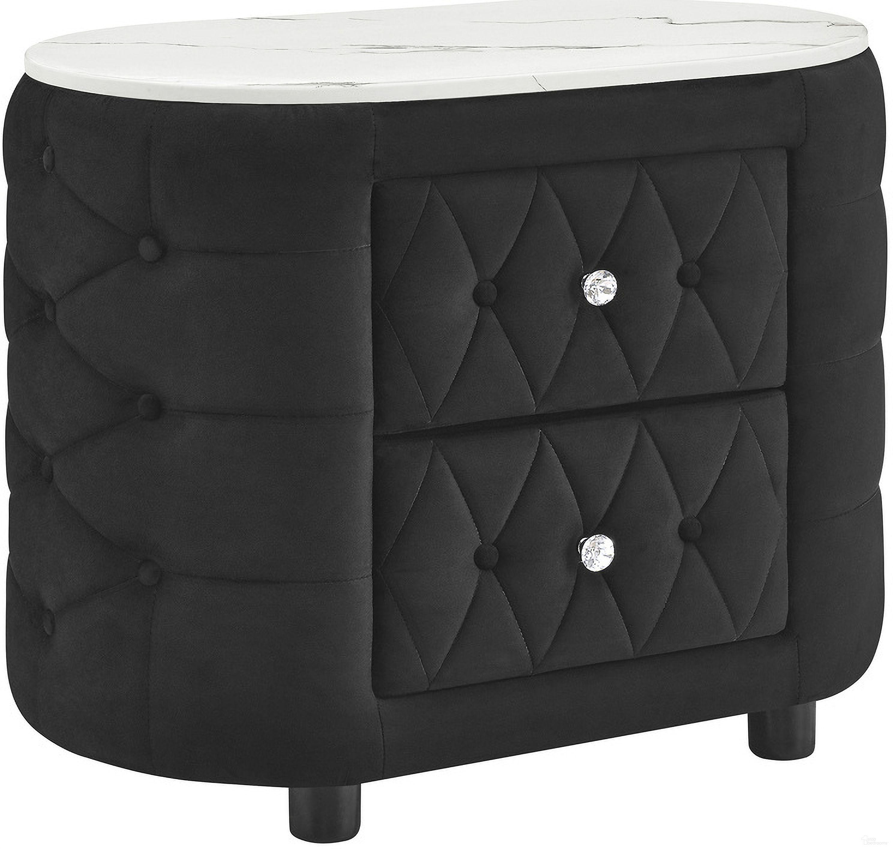 The appearance of Natalia Night Stand In Black designed by Crown Mark in the glam interior design. This black piece of furniture was selected by 1StopBedrooms from Natalia Collection to add a touch of cosiness and style into your home. Sku: 5115BK-2. Material: Plywood.