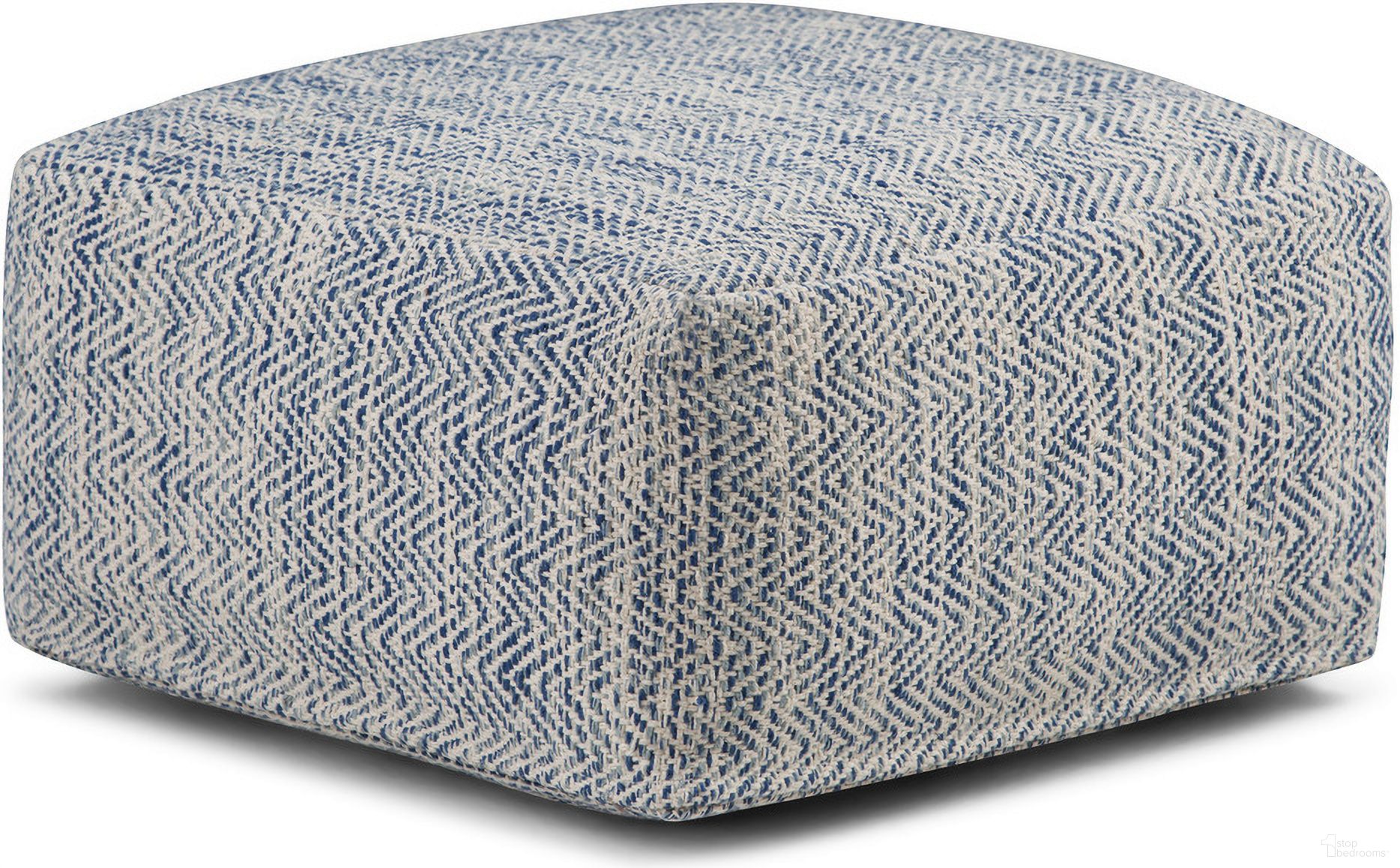 The appearance of Nate 20 Inch Square Pouf In Patterned Denim Melange designed by Simpli Home in the modern / contemporary interior design. This patterned denim melange piece of furniture was selected by 1StopBedrooms from Nate Collection to add a touch of cosiness and style into your home. Sku: AXCPF-11. Material: Cotton.