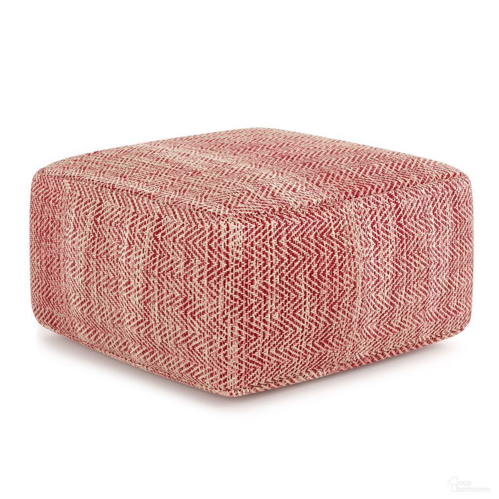 The appearance of Nate 20 Inch Square Pouf In Patterned Maroon Melange designed by Simpli Home in the modern / contemporary interior design. This patterned maroon melange piece of furniture was selected by 1StopBedrooms from Nate Collection to add a touch of cosiness and style into your home. Sku: AXCPF-11-MR. Material: Cotton.