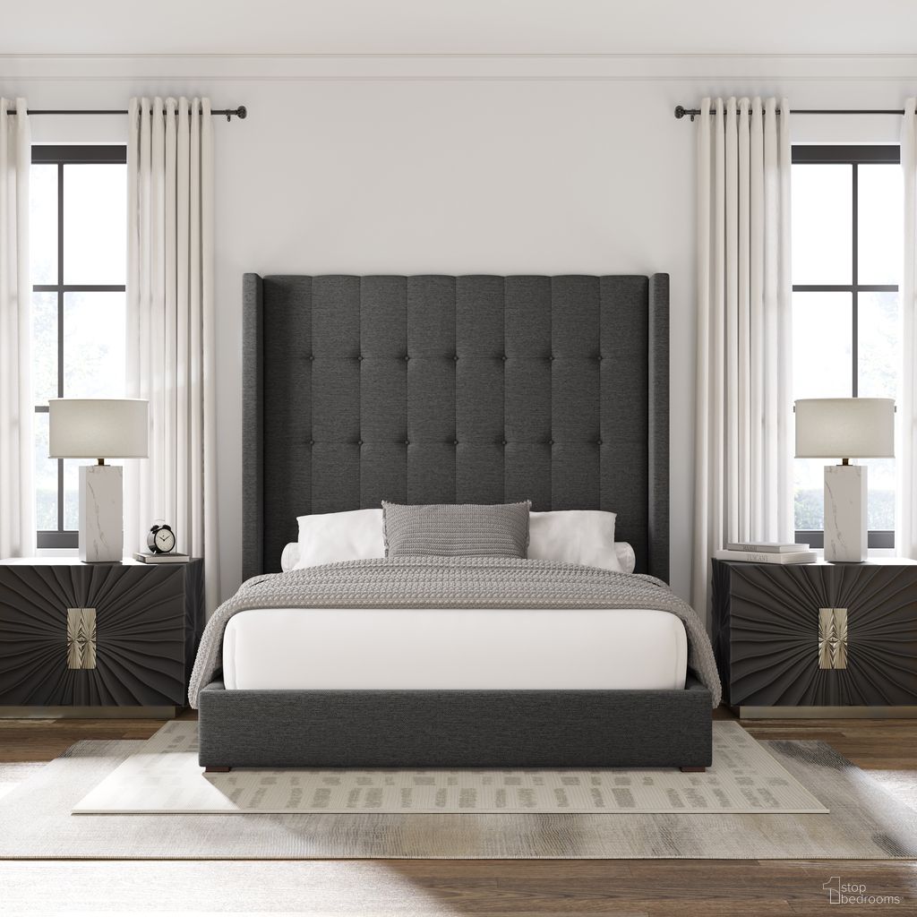 The appearance of Nativa Interiors Aylet Box Tufted Upholstered High 87 Inch King Charcoal Bed designed by Nativa Interiors in the modern / contemporary interior design. This charcoal piece of furniture was selected by 1StopBedrooms from Aylet Collection to add a touch of cosiness and style into your home. Sku: BED-AYLET-BOX-HI-KN-PF-CHARCOAL. Bed Type: Panel Bed. Bed Size: King. Material: Plywood.