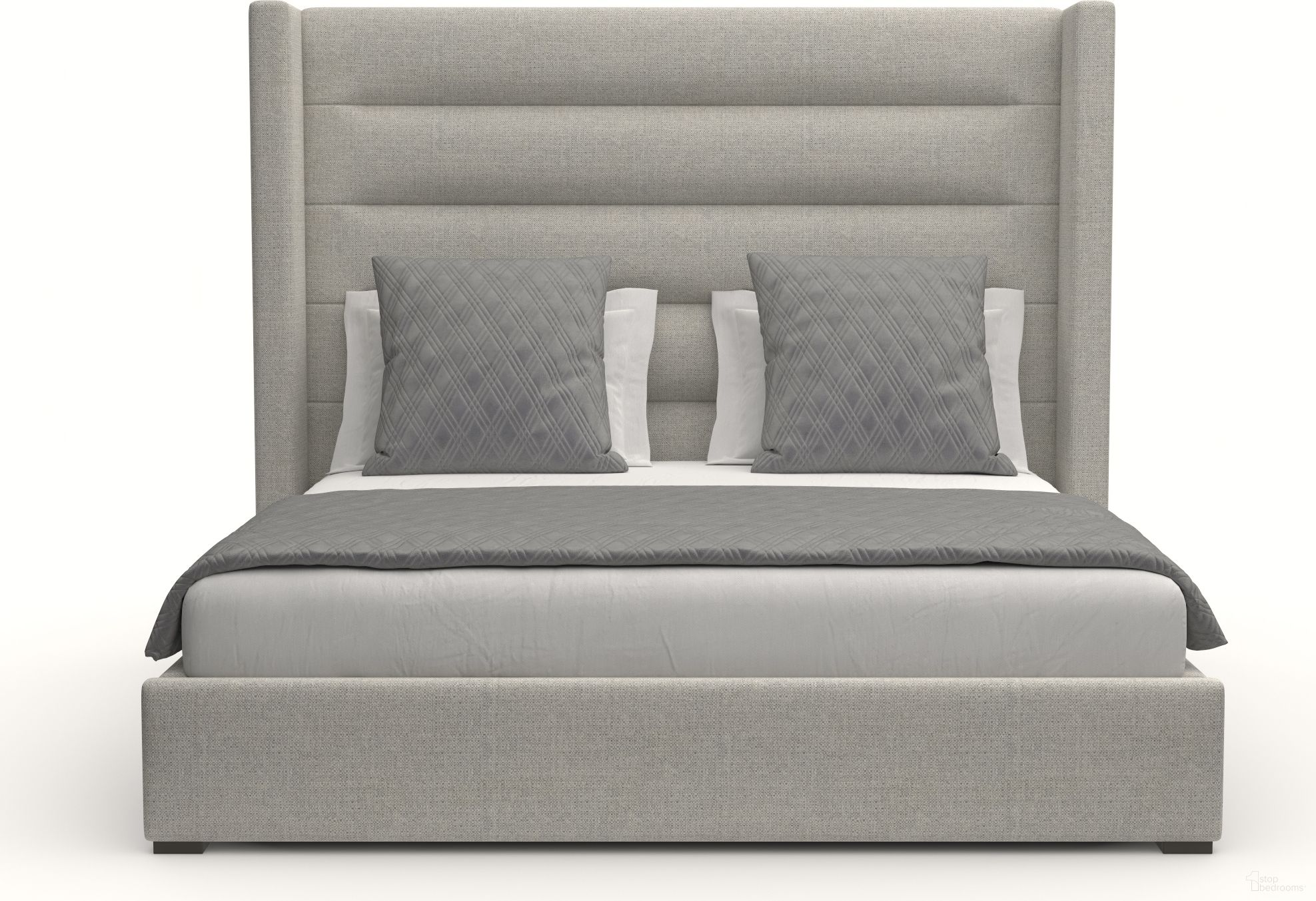 Nativa Interiors Aylet Horizontal Channel Tufted Upholstered Medium 67 Inch King Grey Bed