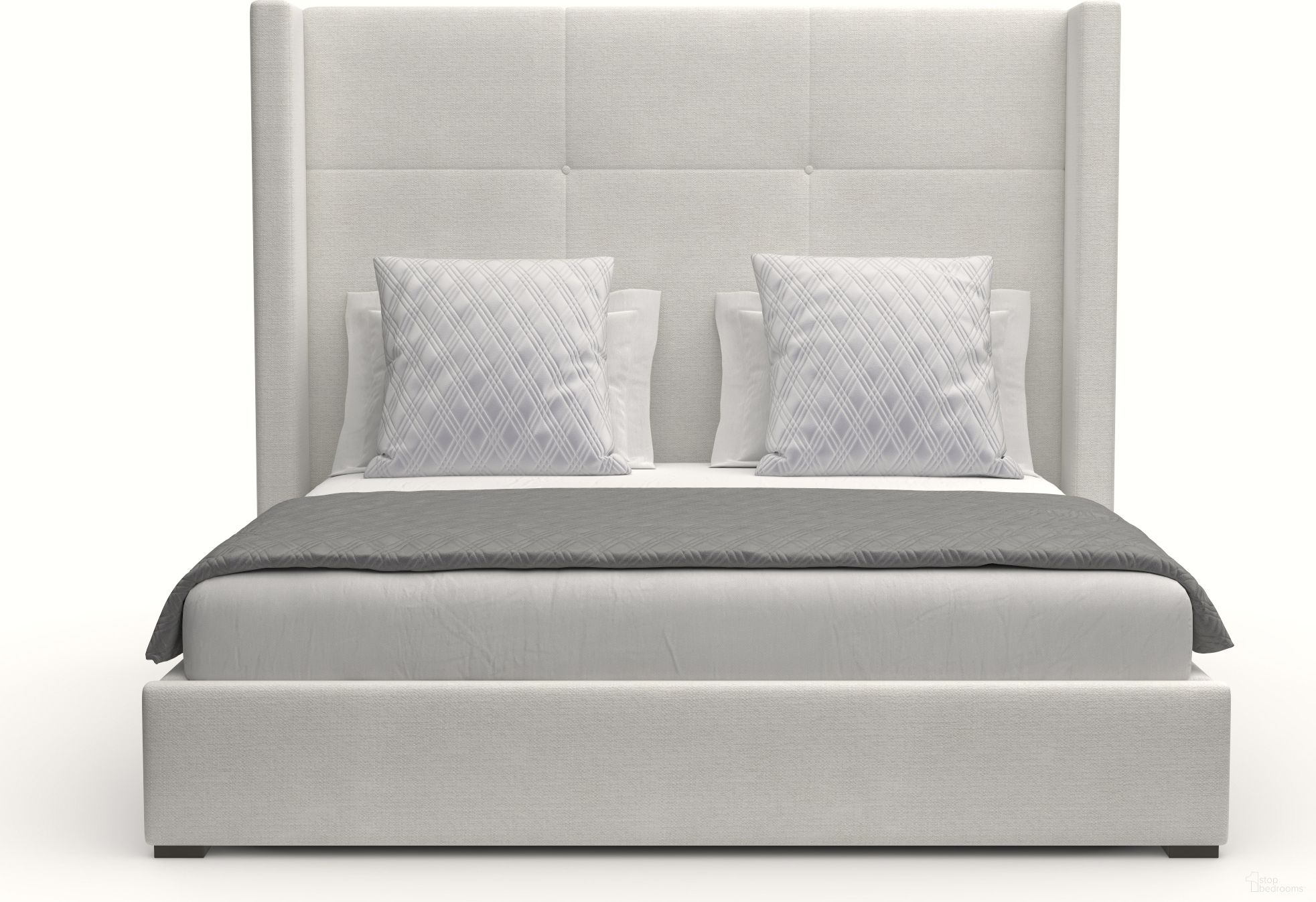 Nativa Interiors Aylet Simple Tufted Upholstered Medium 67 Inch California King Off White Bed
