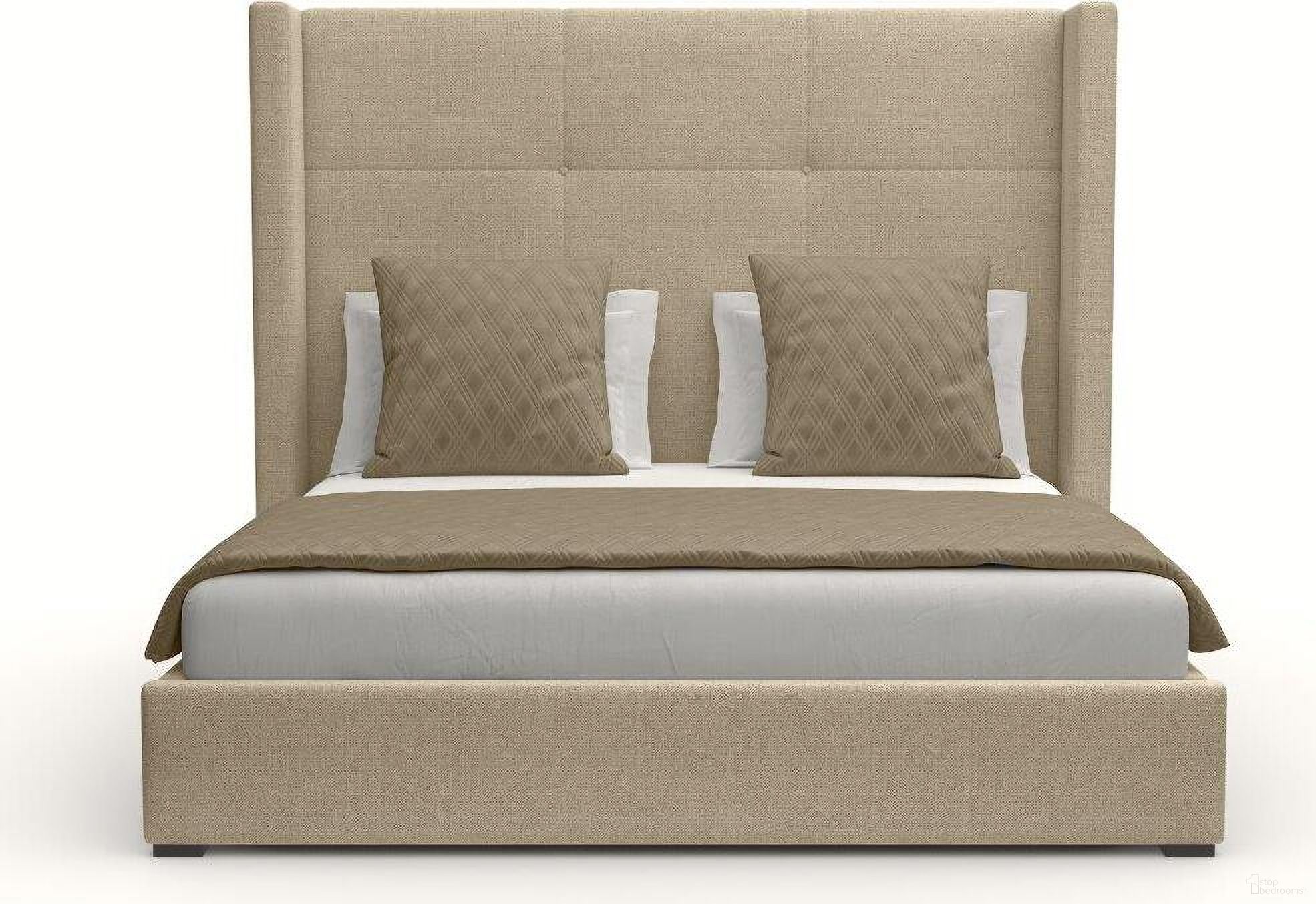Nativa Interiors Aylet Simple Tufted Upholstered Medium 67 Inch King Flax Bed