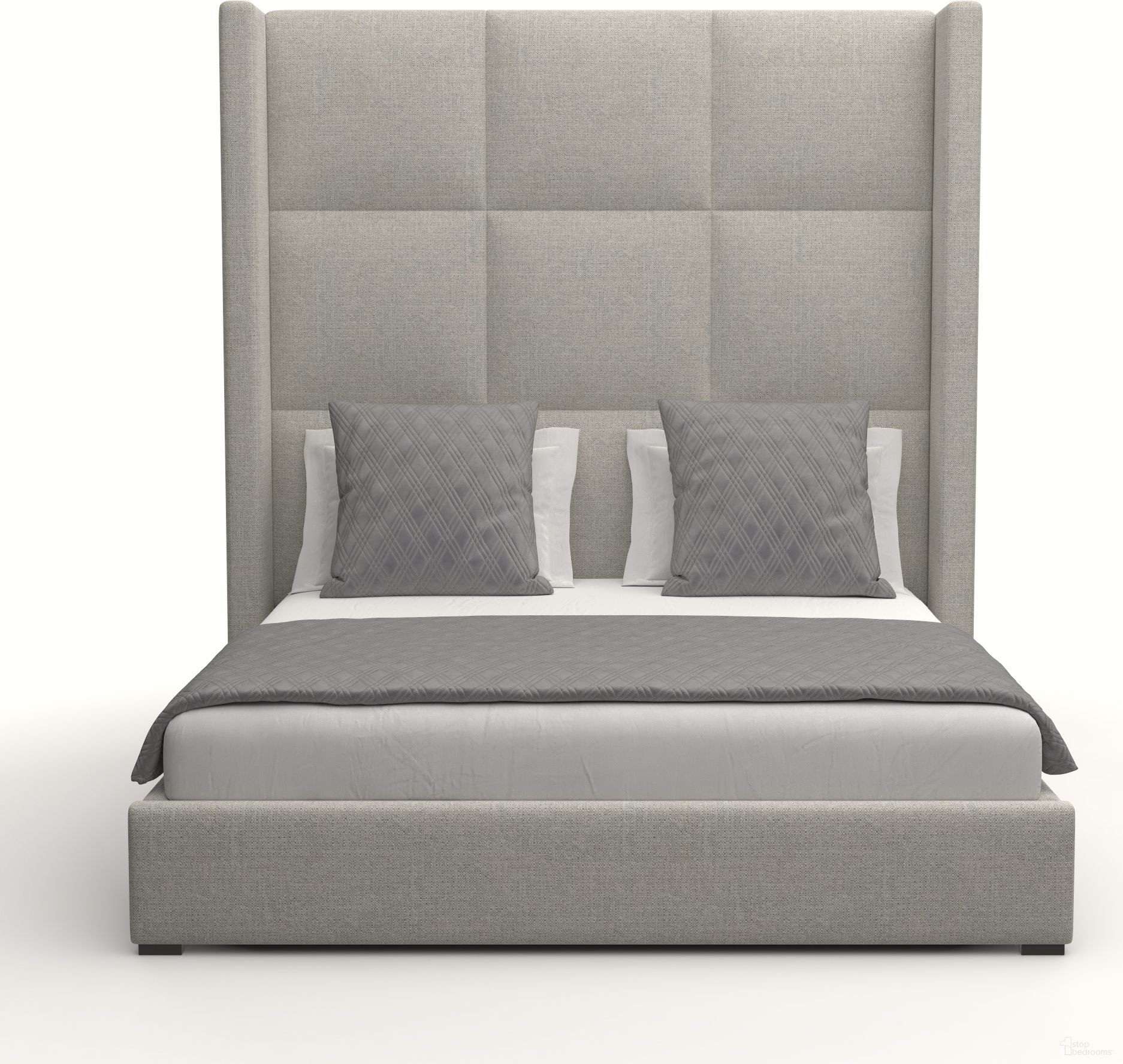 Nativa Interiors Aylet Square Tufted Upholstered High 87 Inch California King Grey Bed