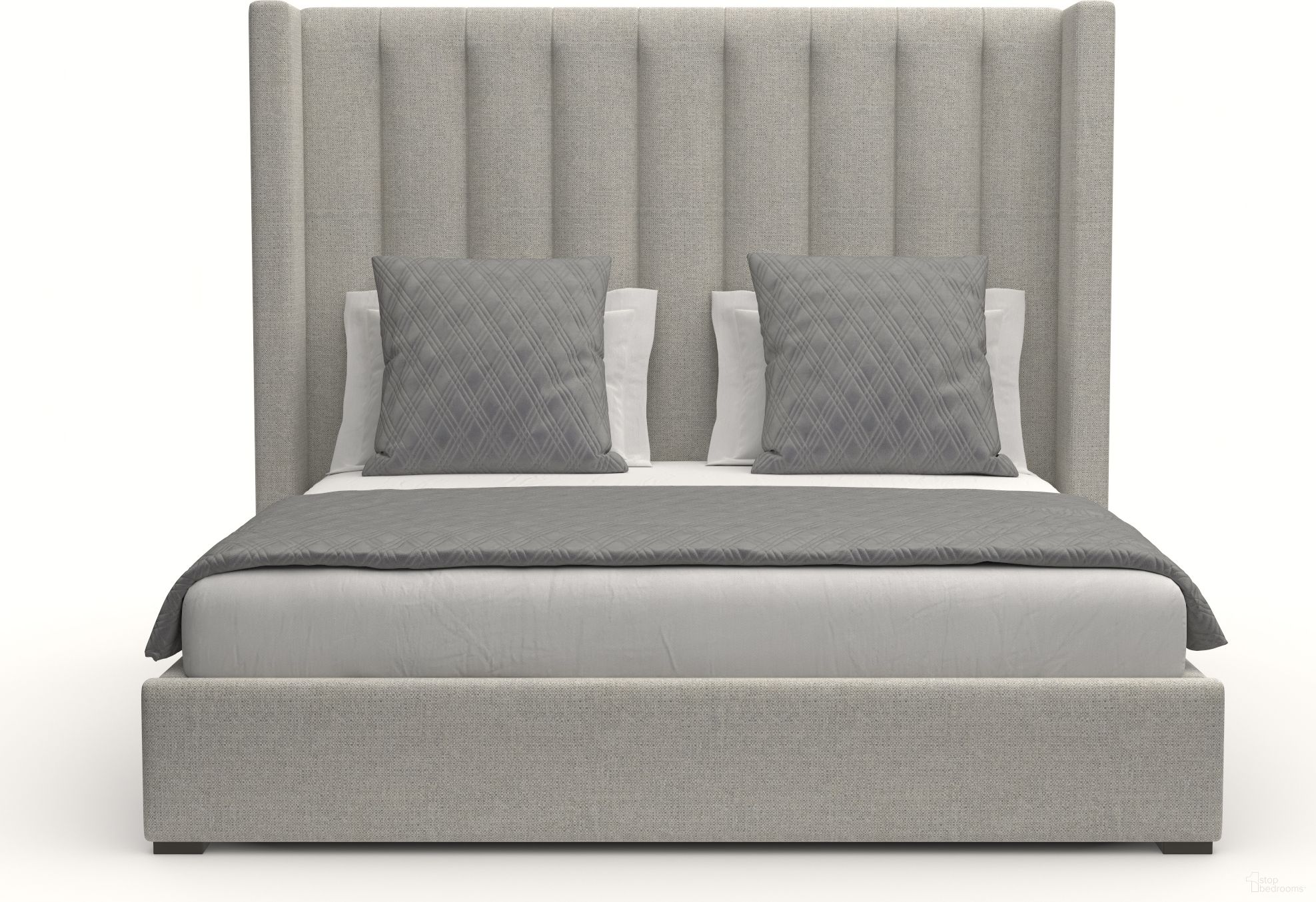 Nativa Interiors Aylet Vertical Channel Tufted Upholstered Medium 67 Inch King Grey Bed