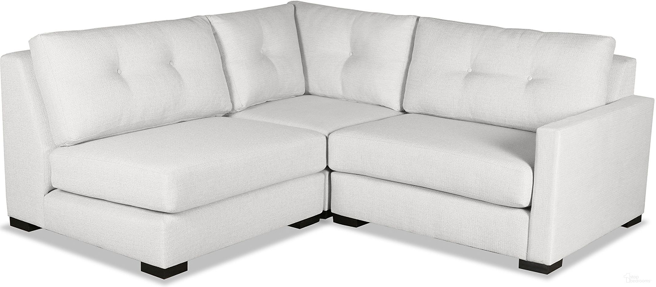 The appearance of Nativa Interiors Chester Buttoned Deep Plush 3 Pieces Modular Sectional Mini In Off White SEC-CHST-BTN-DP-AR4-3PC-WHITE designed by Nativa Interiors in the modern / contemporary interior design. This off white piece of furniture was selected by 1StopBedrooms from Chester Collection to add a touch of cosiness and style into your home. Sku: SEC-CHST-BTN-DP-AR4-3PC-WHITE. Material: Plywood. Layout: L-Shape.