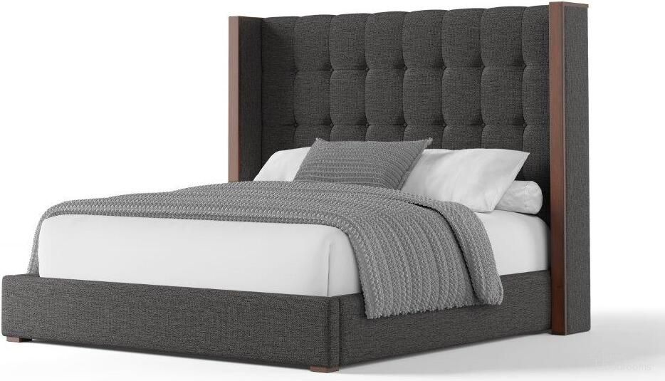 Nativa Interiors Irenne Box Tufted Upholstered Medium 67 Inch King Charcoal Bed