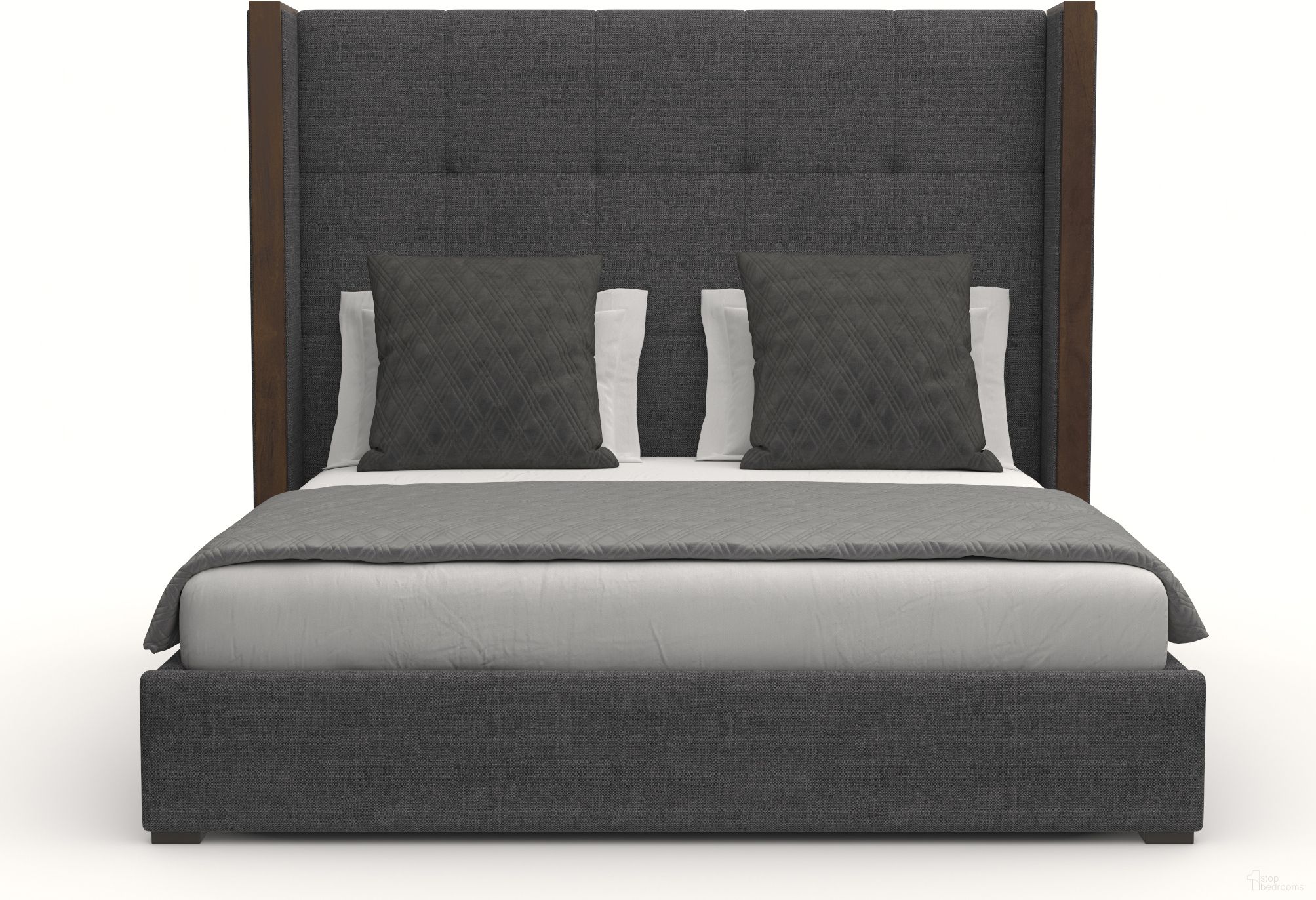 Nativa Interiors Irenne Button Tufted Upholstered Medium 67 Inch King Charcoal Bed