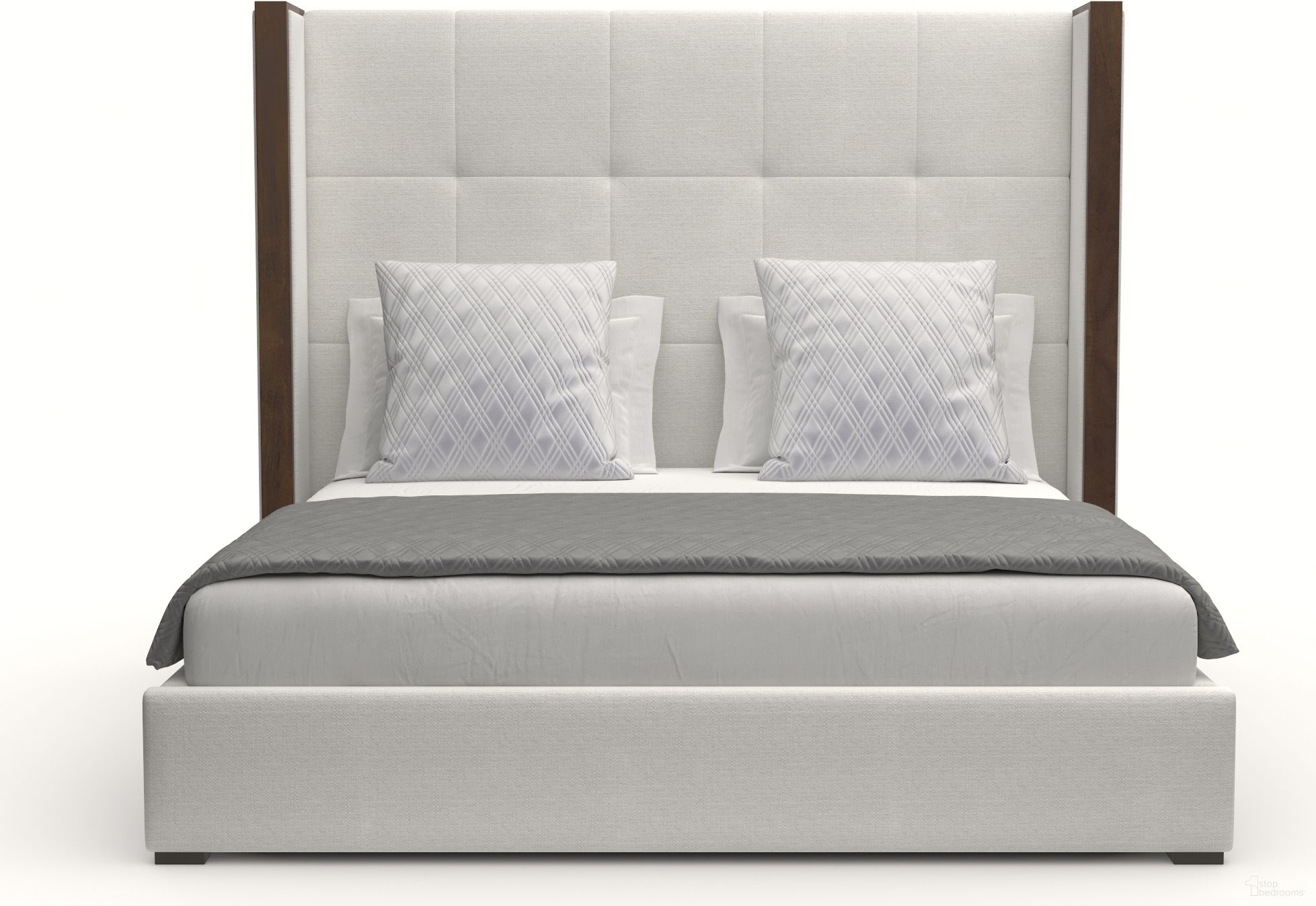 Nativa Interiors Irenne Button Tufted Upholstered Medium 67 Inch Queen Off White Bed