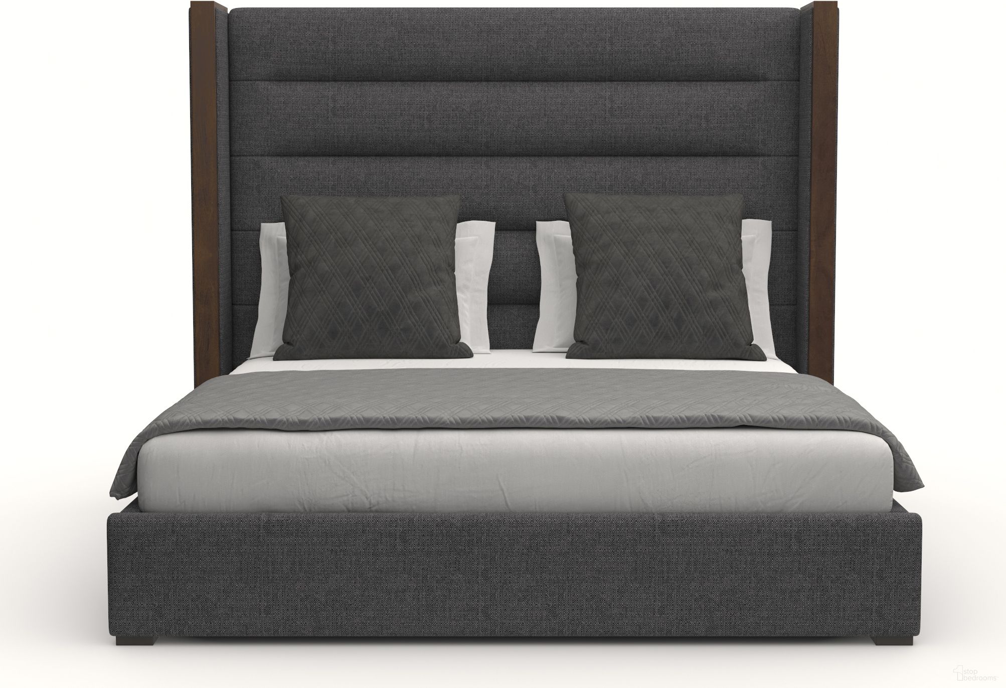 Nativa Interiors Irenne Horizontal Channel Tufted Upholstered Medium 67 Inch King Charcoal Bed