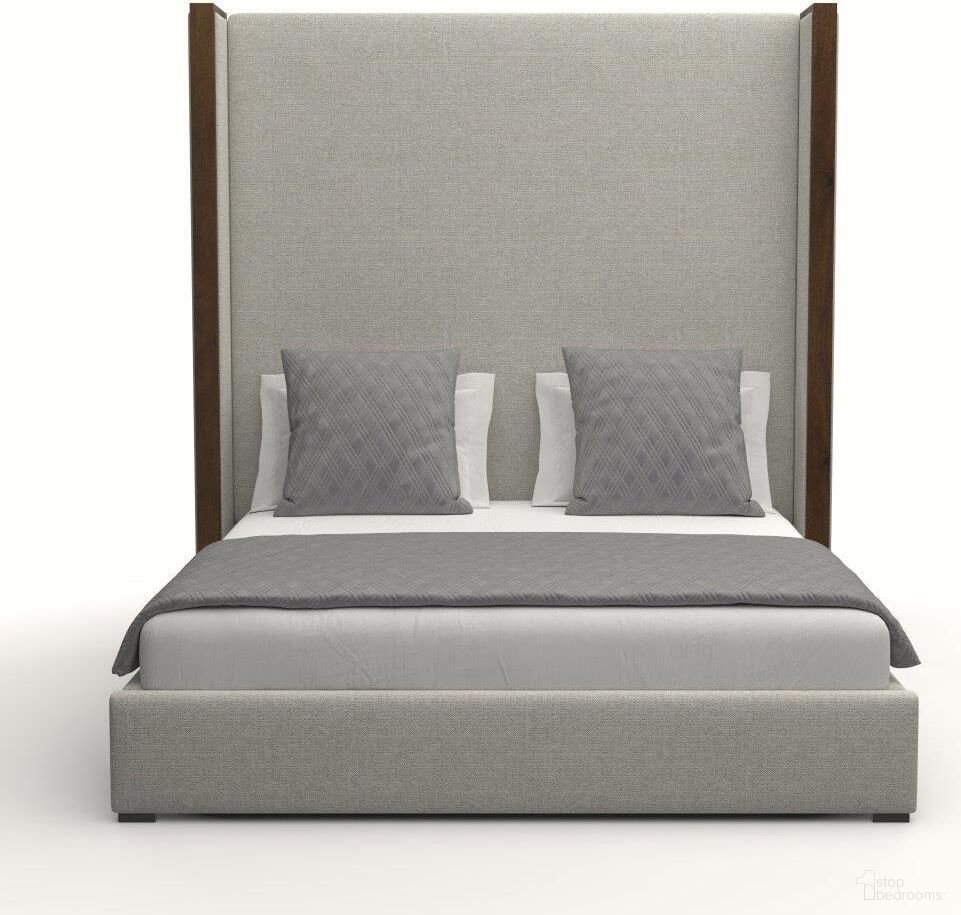 Nativa Interiors Irenne Plain Upholstered High 87 Inch Queen Grey Bed