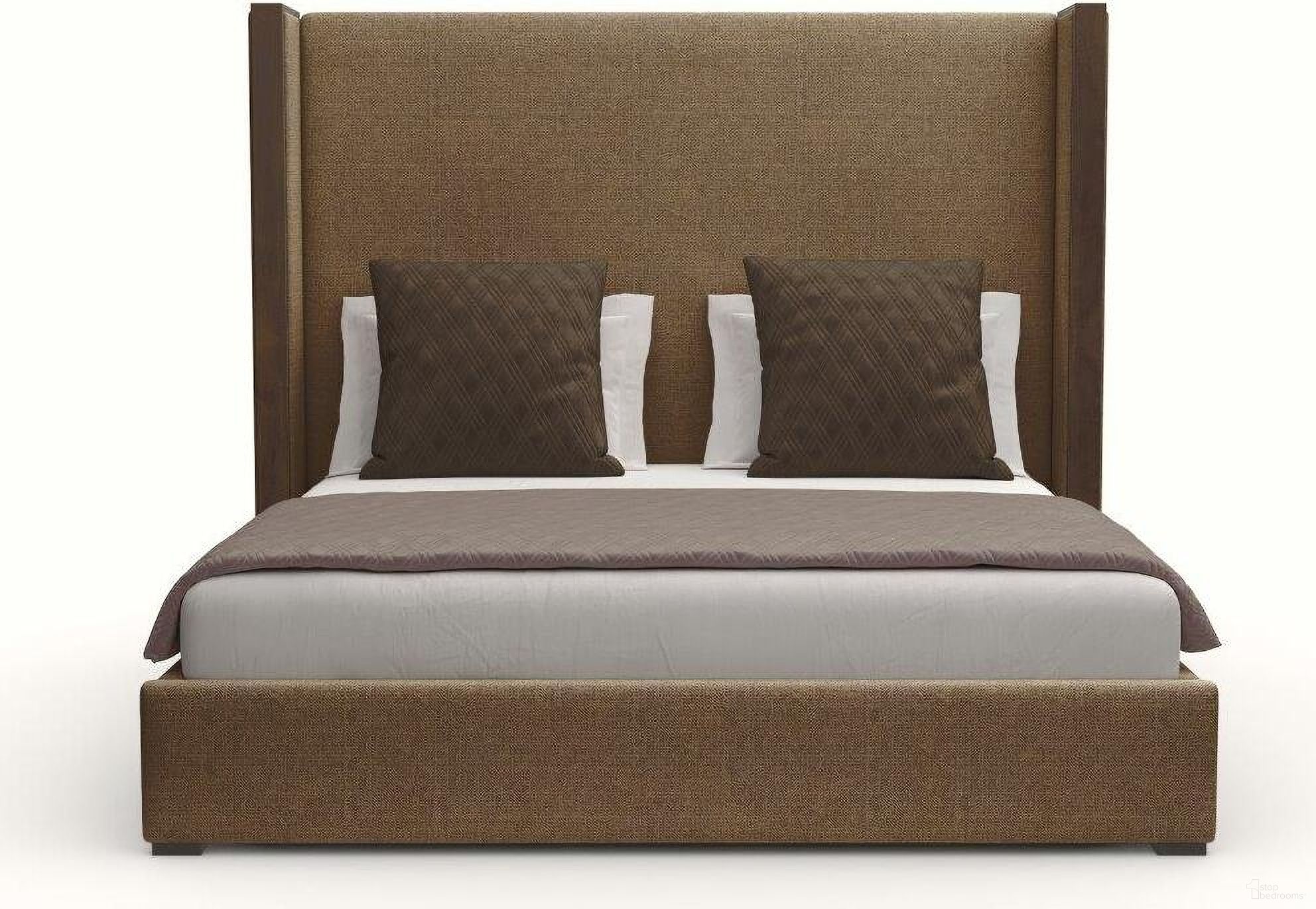 Nativa Interiors Irenne Plain Upholstered Medium 67 Inch King Brown Bed