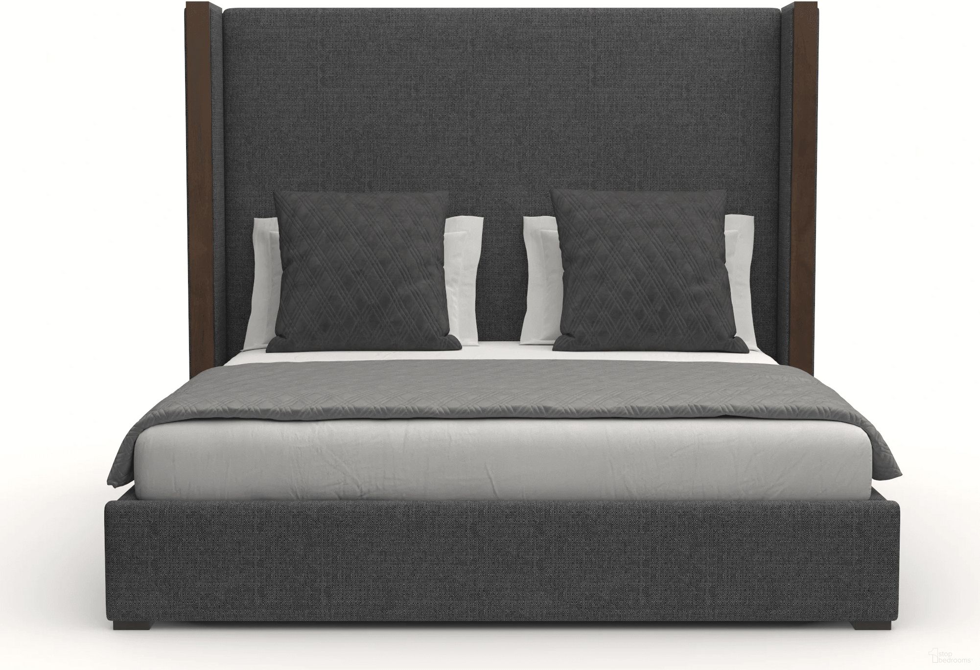 Nativa Interiors Irenne Plain Upholstered Medium 67 Inch King Charcoal Bed