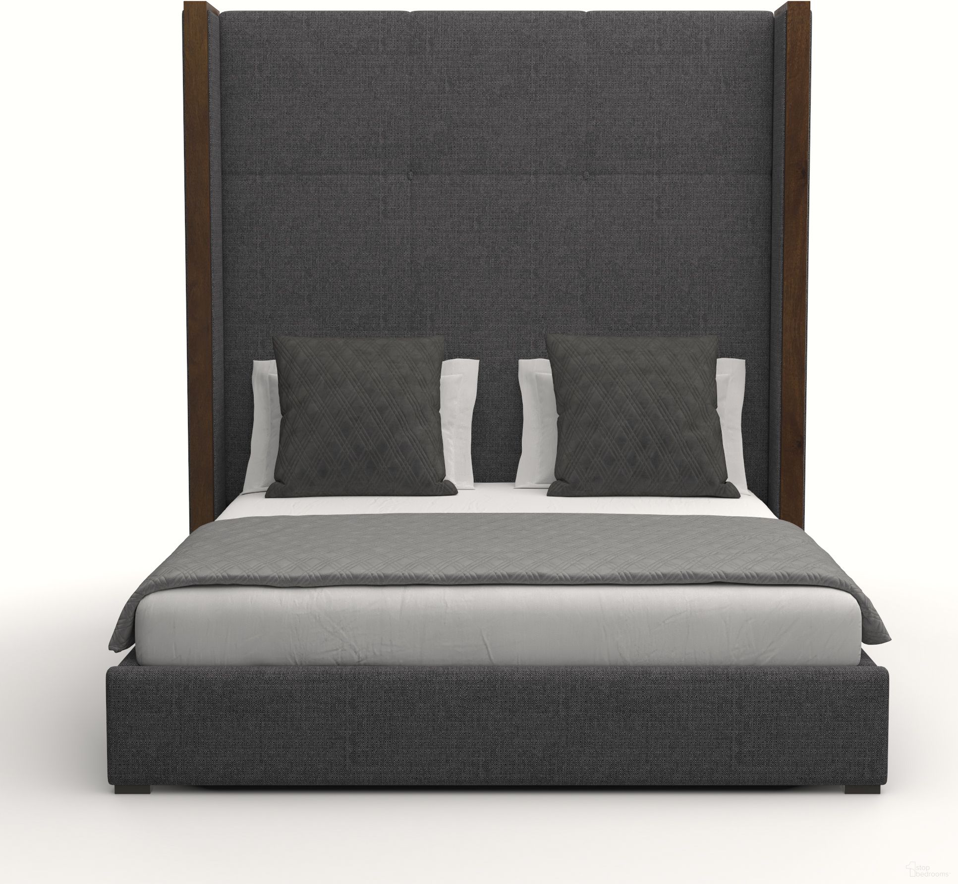 Nativa Interiors Irenne Simple Tufted Upholstered High 87 Inch King Charcoal Bed
