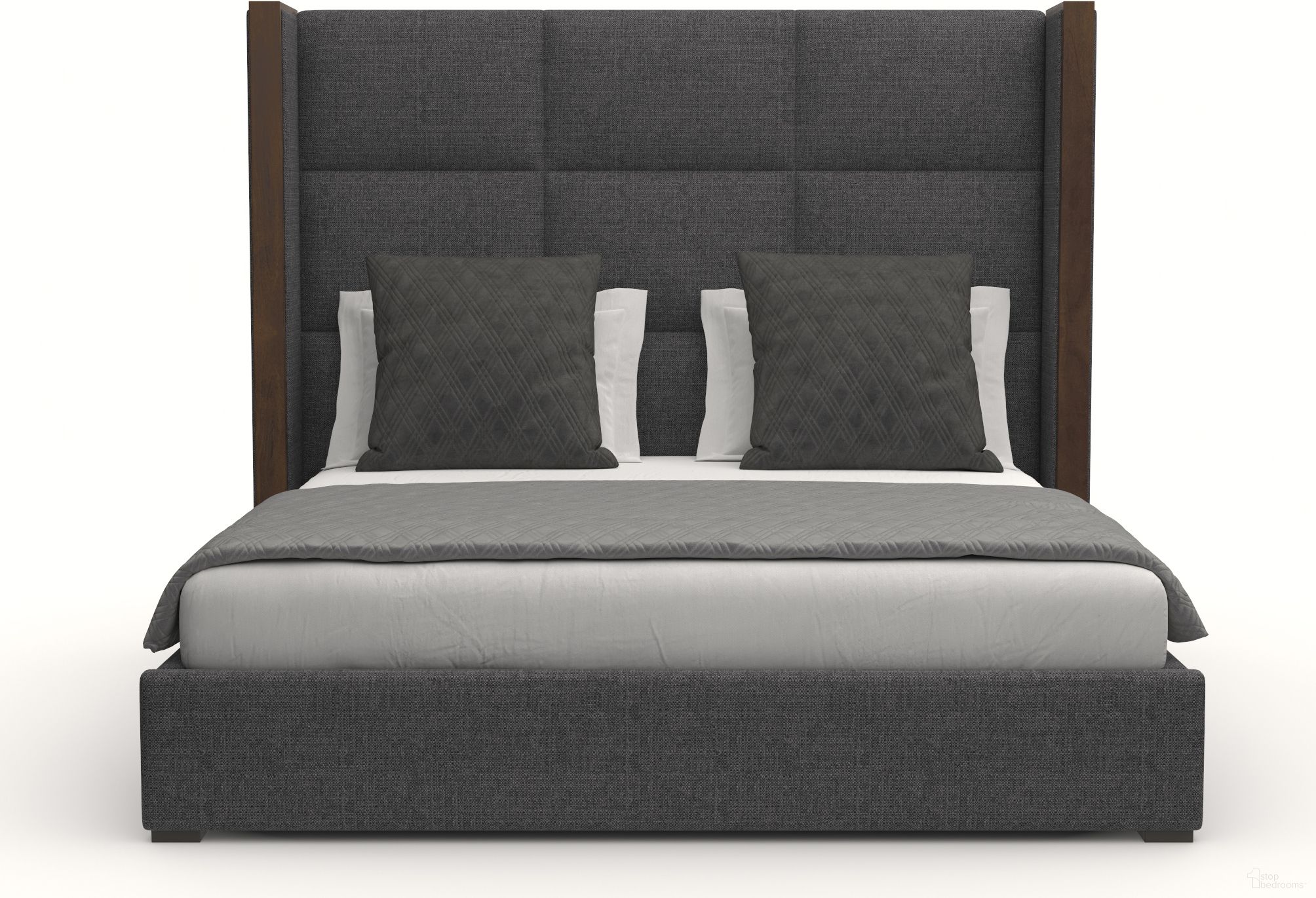 Nativa Interiors Irenne Square Tufted Upholstered Medium 67 Inch King Charcoal Bed
