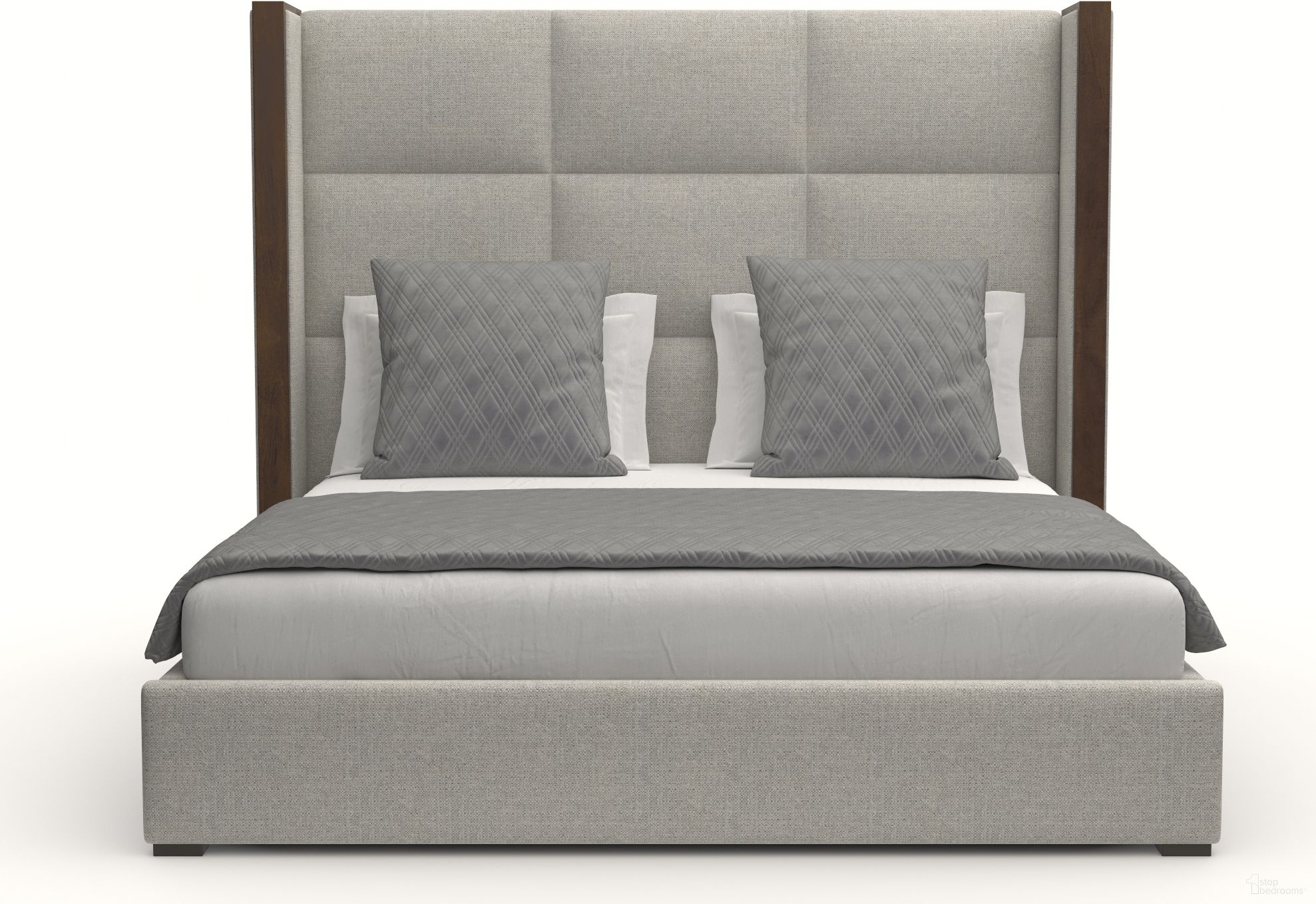 Nativa Interiors Irenne Square Tufted Upholstered Medium 67 Inch King Grey Bed