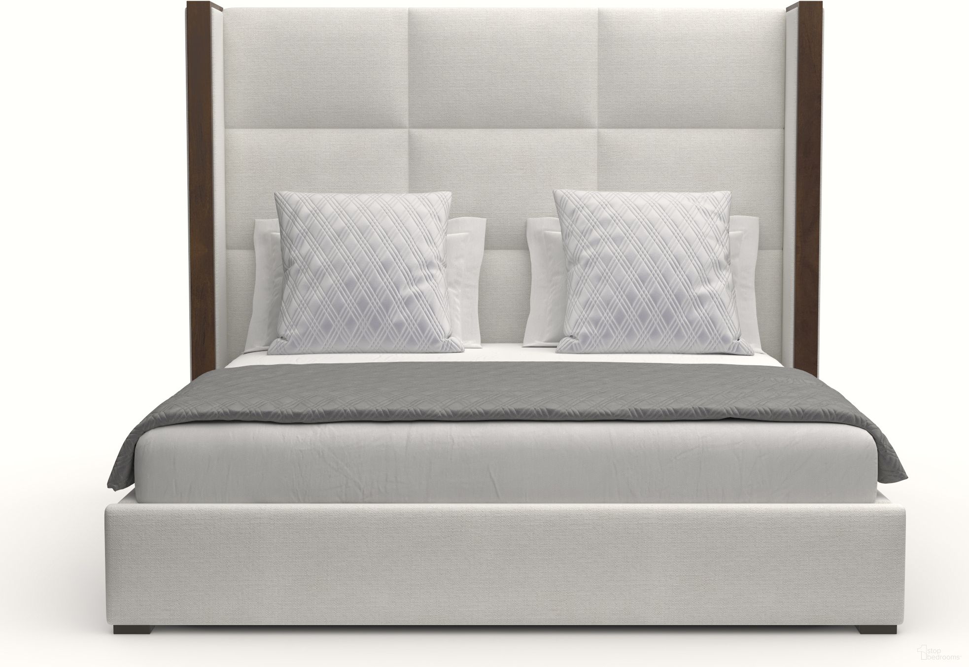 Nativa Interiors Irenne Square Tufted Upholstered Medium 67 Inch King Off White Bed