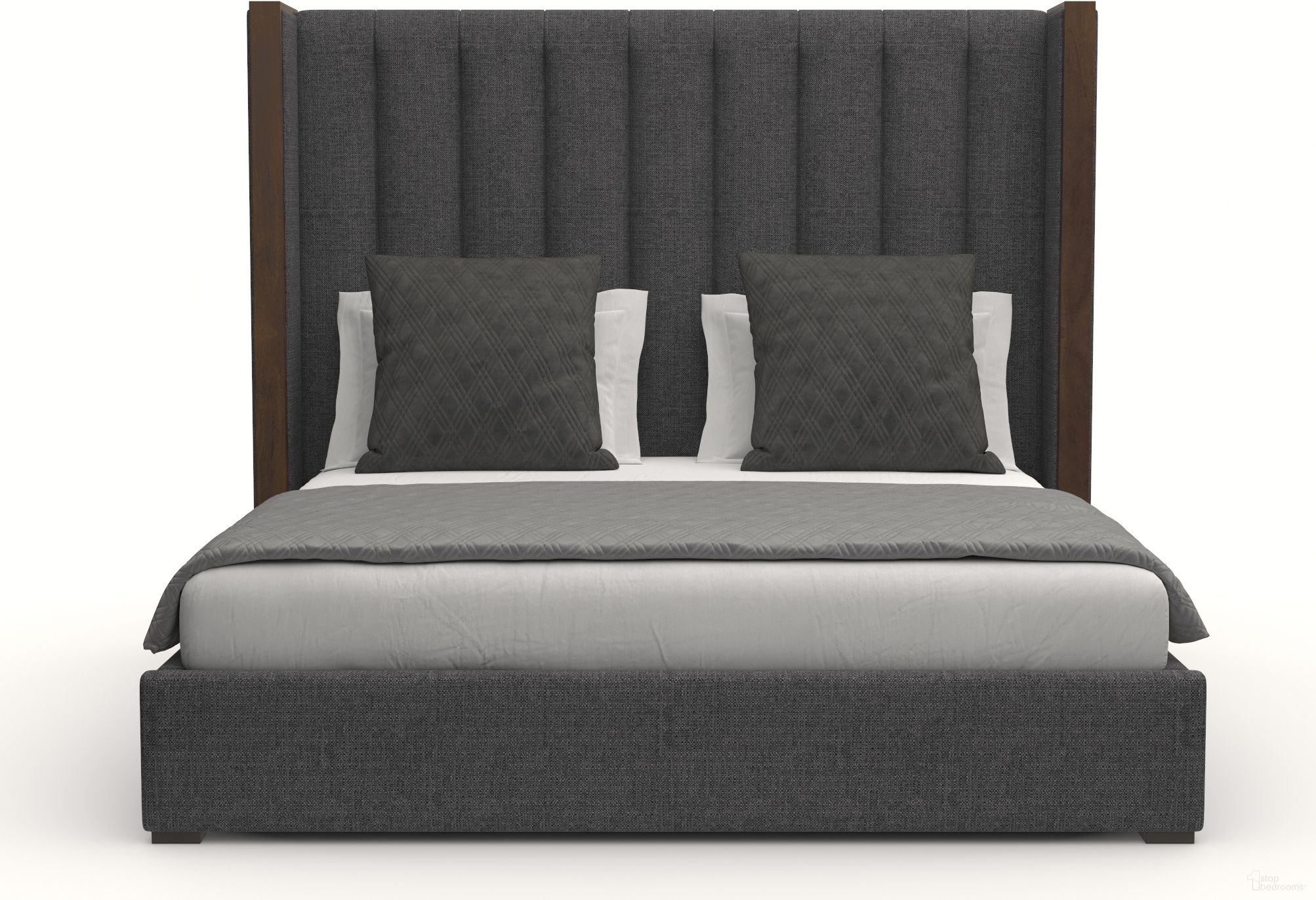 Nativa Interiors Irenne Vertical Channel Tufted Upholstered Medium 67 Inch King Charcoal Bed