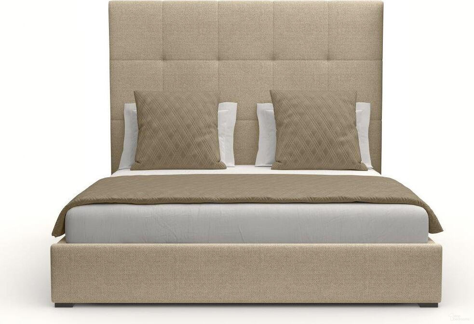 Nativa Interiors Moyra Button Tufted Upholstered Medium 67 Inch King Flax Bed