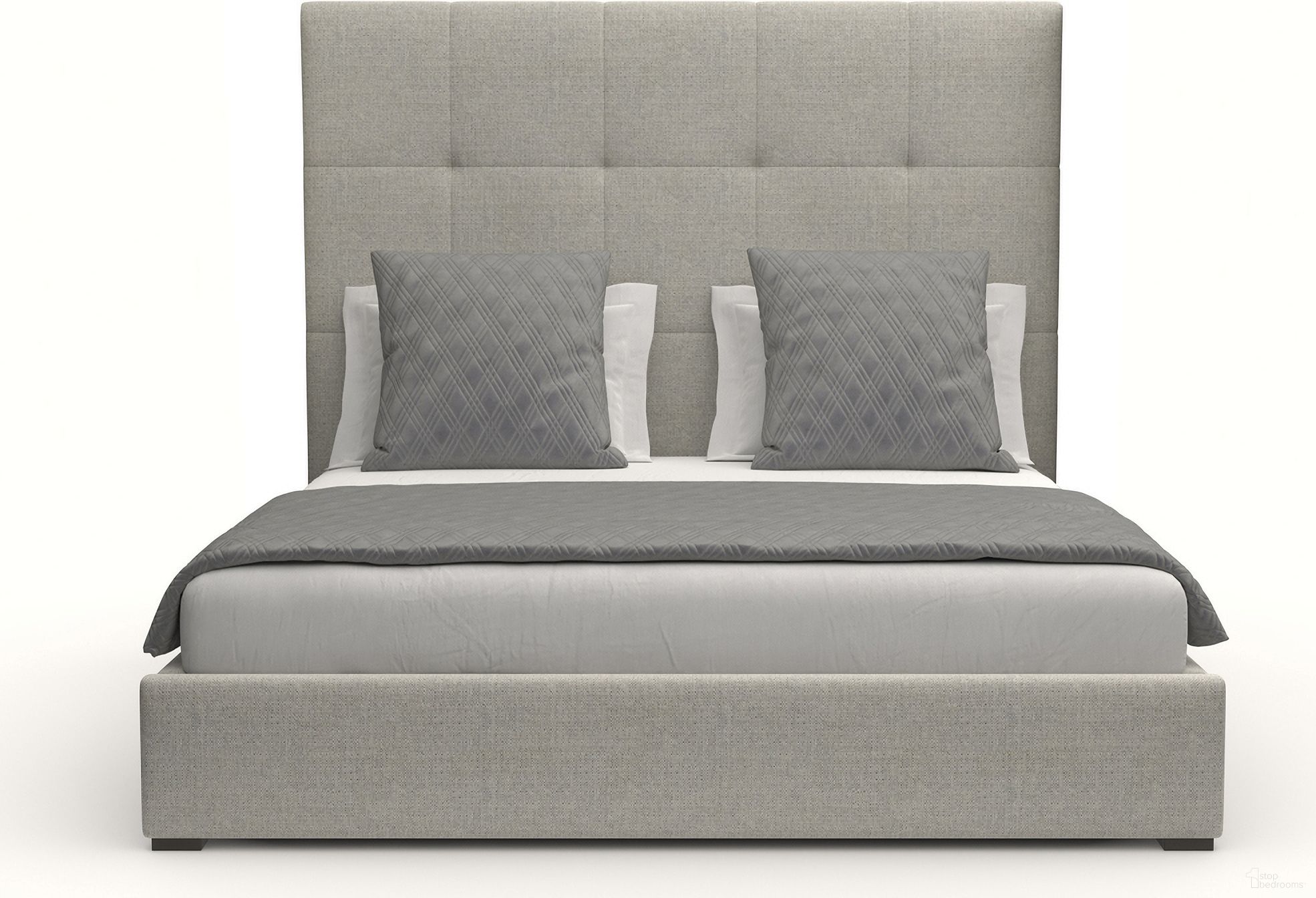 Nativa Interiors Moyra Button Tufted Upholstered Medium 67 Inch King Grey Bed