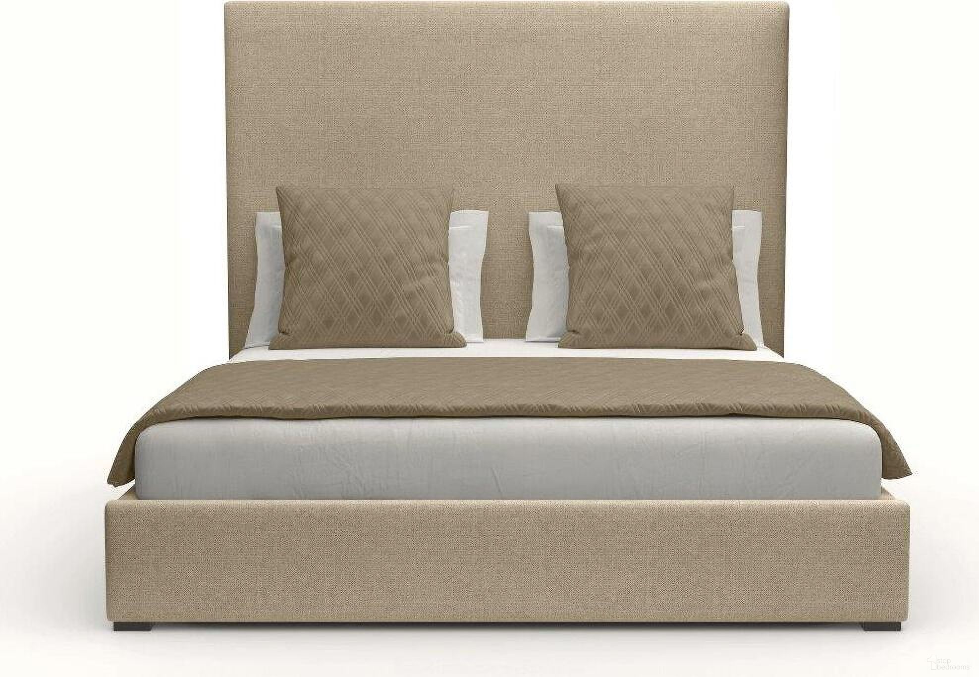 Nativa Interiors Moyra Plain Upholstered Medium 67 Inch King Flax Bed