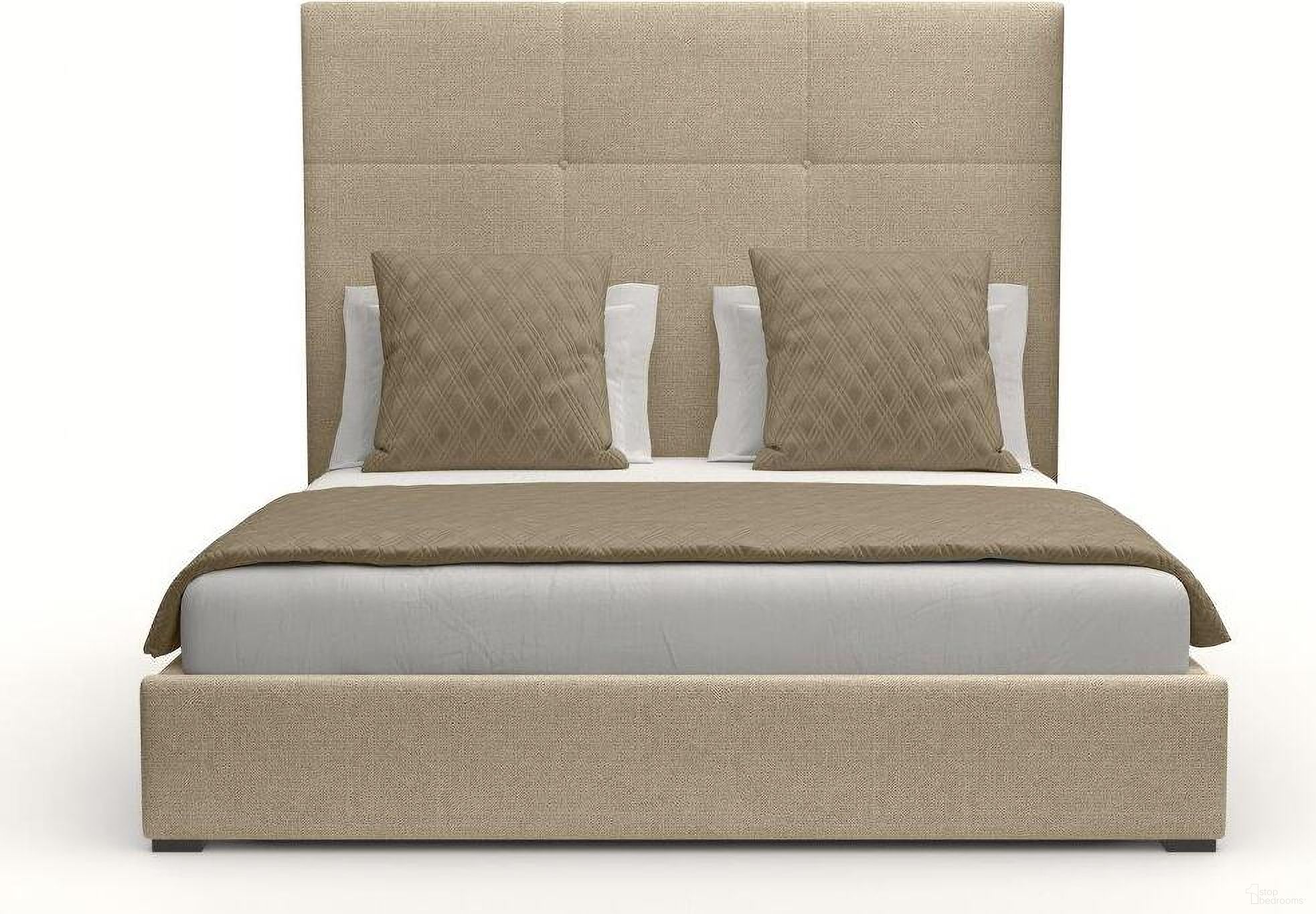 Nativa Interiors Moyra Simple Tufted Upholstered Medium 67 Inch California King Flax Bed