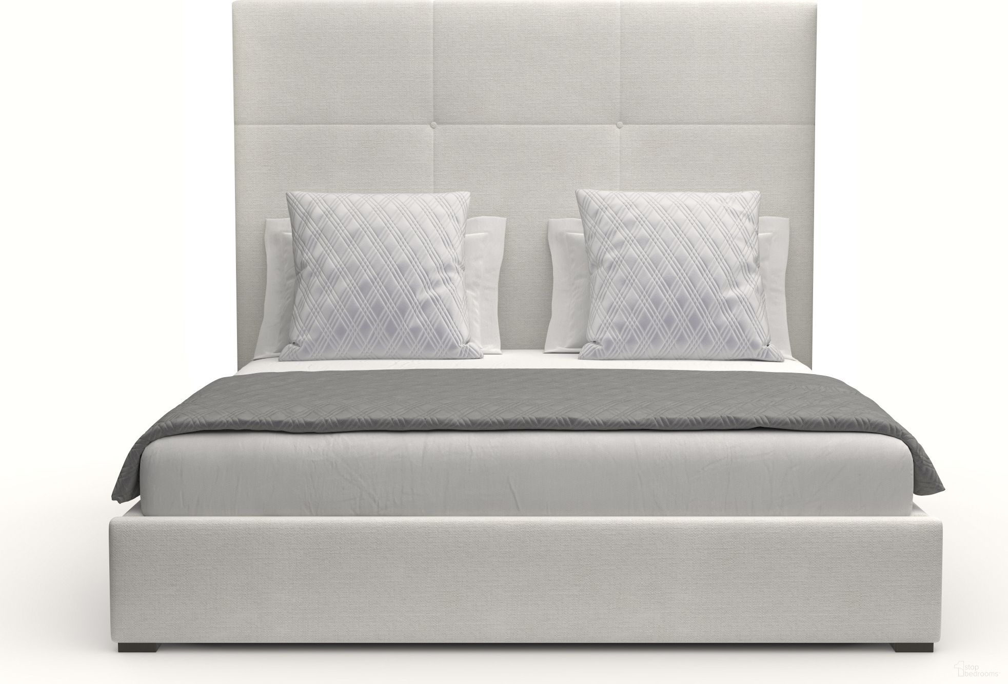 Nativa Interiors Moyra Simple Tufted Upholstered Medium 67 Inch California King Off White Bed