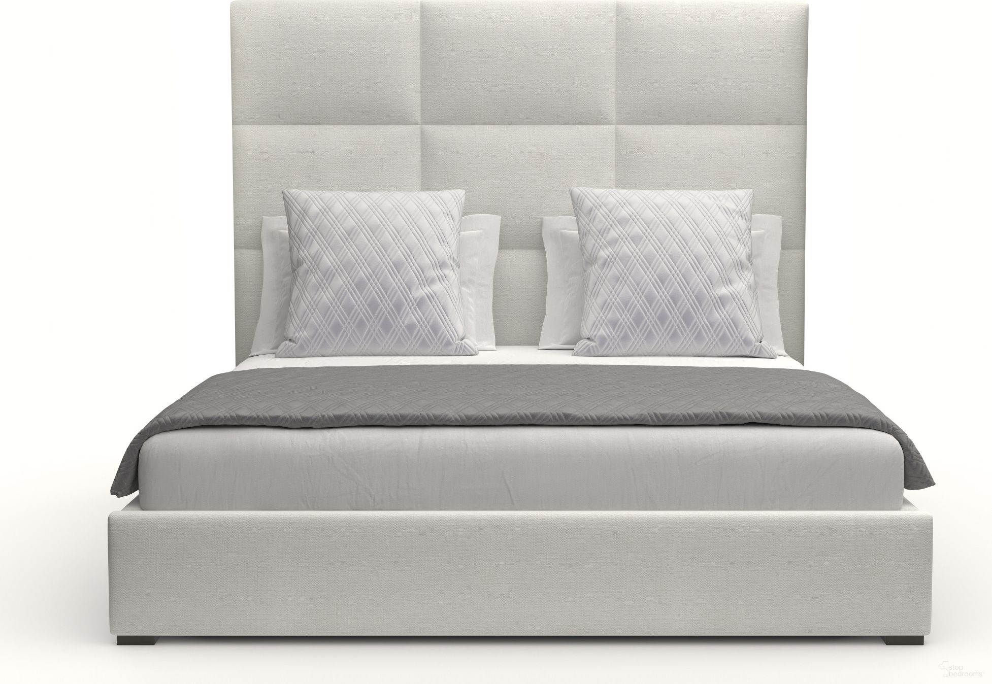 Nativa Interiors Moyra Square Tufted Upholstered Medium 67 Inch King Off White Bed