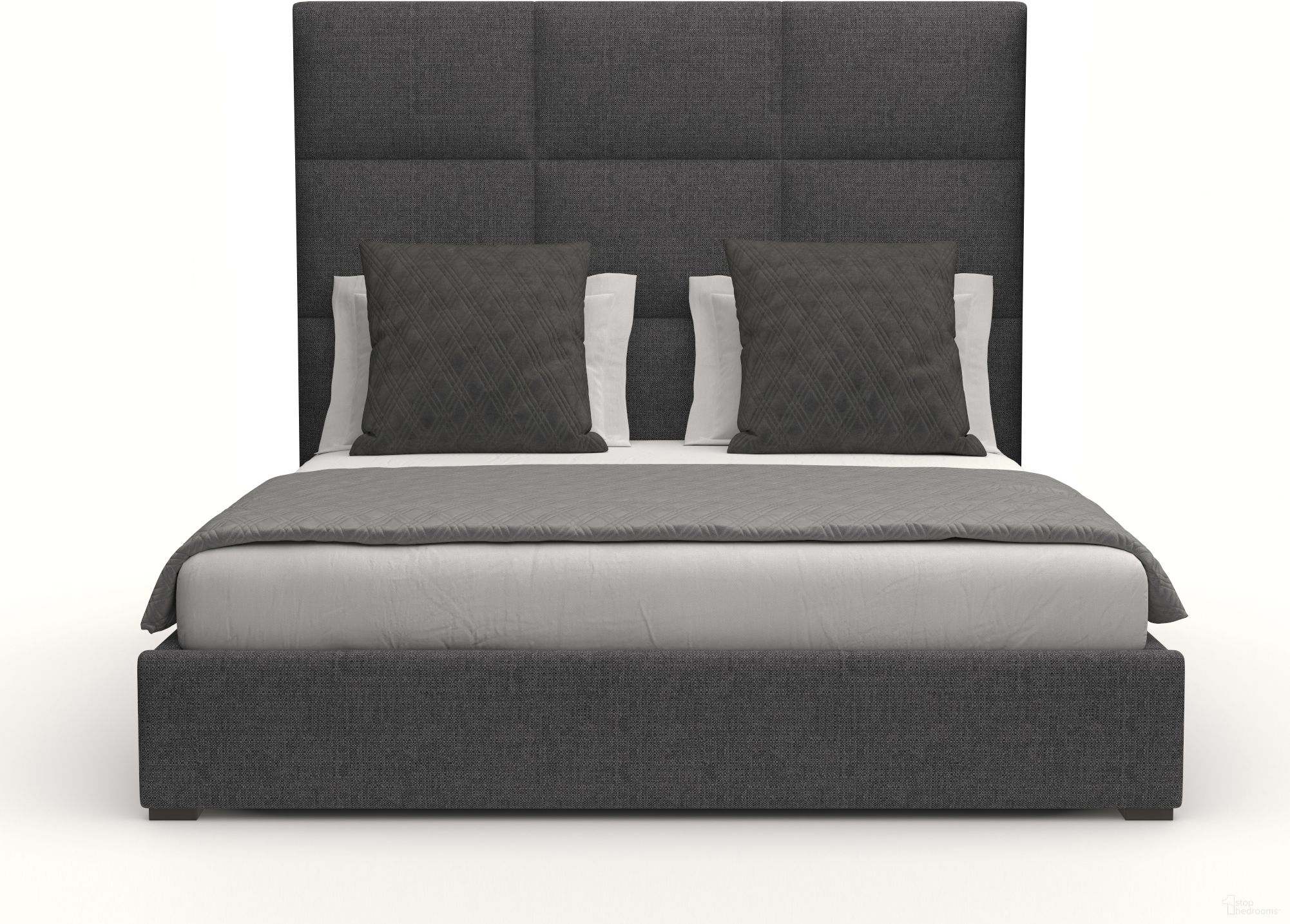 Nativa Interiors Moyra Square Tufted Upholstered Medium 67 Inch Queen Charcoal Bed