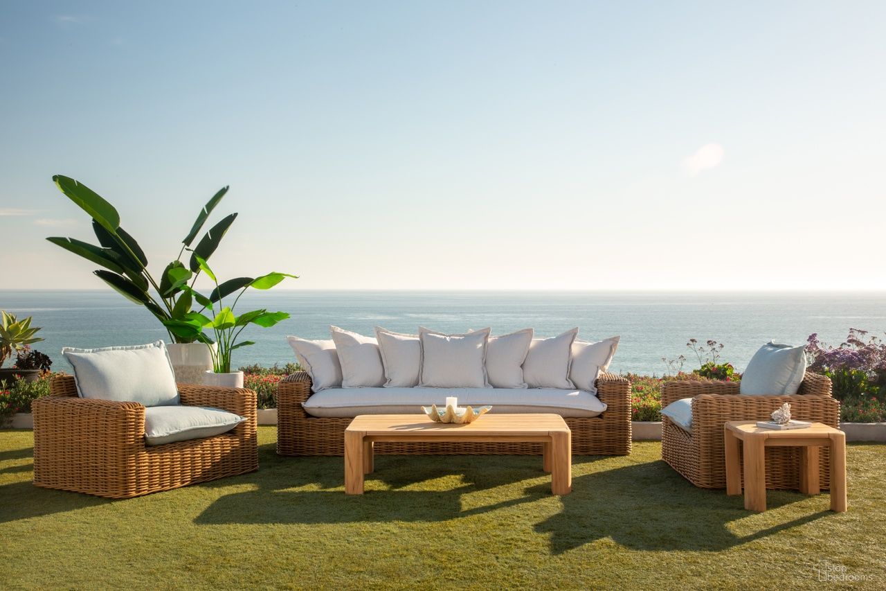 The appearance of Natural Teak Outdoor Occasional Table Set designed by Sunset West in the transitional interior design. This light wood piece of furniture was selected by 1StopBedrooms from Natural Teak Collection to add a touch of cosiness and style into your home. Sku: SW5706-CT;SW5706-ET. Material: Teak.
