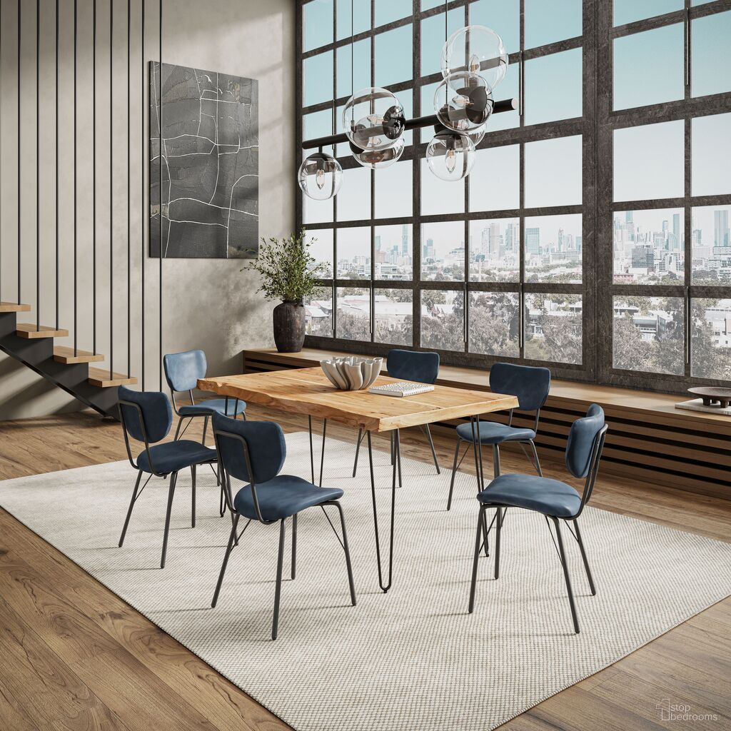 The appearance of Nature'S Edge 60 Inch 7 Piece Modern Dining Set In Natural and Slate Blue designed by Jofran in the modern / contemporary interior design. This natural/slate blue piece of furniture was selected by 1StopBedrooms from Nature'S Edge Collection to add a touch of cosiness and style into your home. Sku: 1985-60;2271-OWENCHSL;2271-OWENCHSL;2271-OWENCHSL. Material: Acacia.
