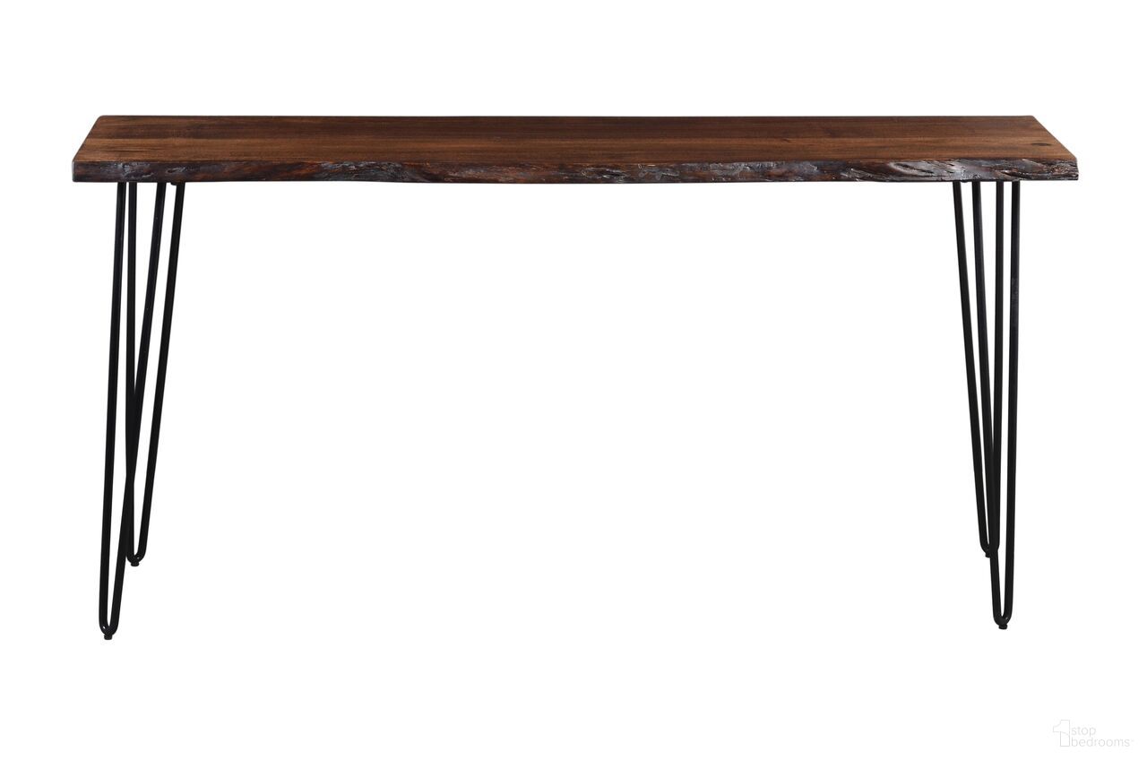 The appearance of Nature'S Edge Counter Height Sofa Dining Table In Chestnut designed by Jofran in the rustic / southwestern interior design. This chestnut piece of furniture was selected by 1StopBedrooms from Nature'S Edge Collection to add a touch of cosiness and style into your home. Sku: 1781-72. Table Base Style: Legs. Table Top Shape: Free Form. Size: 18" x 72". Material: Acacia.