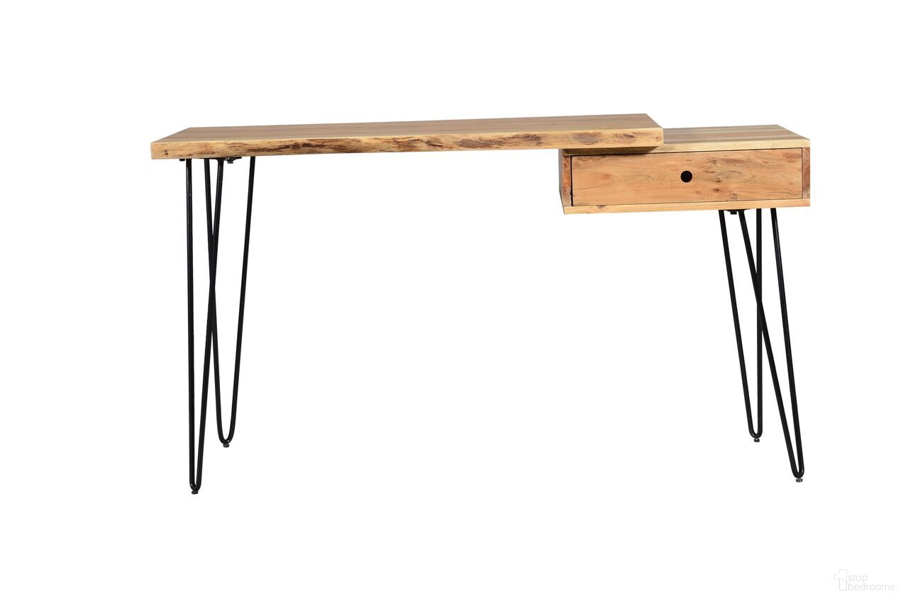 The appearance of Nature'S Edge Desk with Drawer In Natural designed by Jofran in the rustic / southwestern interior design. This natural piece of furniture was selected by 1StopBedrooms from Nature'S Edge Collection to add a touch of cosiness and style into your home. Sku: 1984-5422. Material: Acacia.