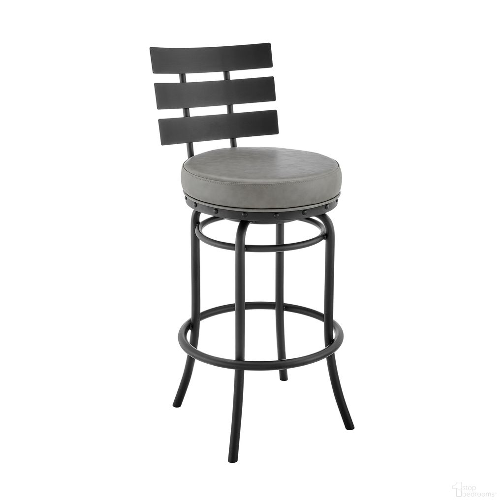 Natya Swivel Counter or Bar Stool In Black and Gray