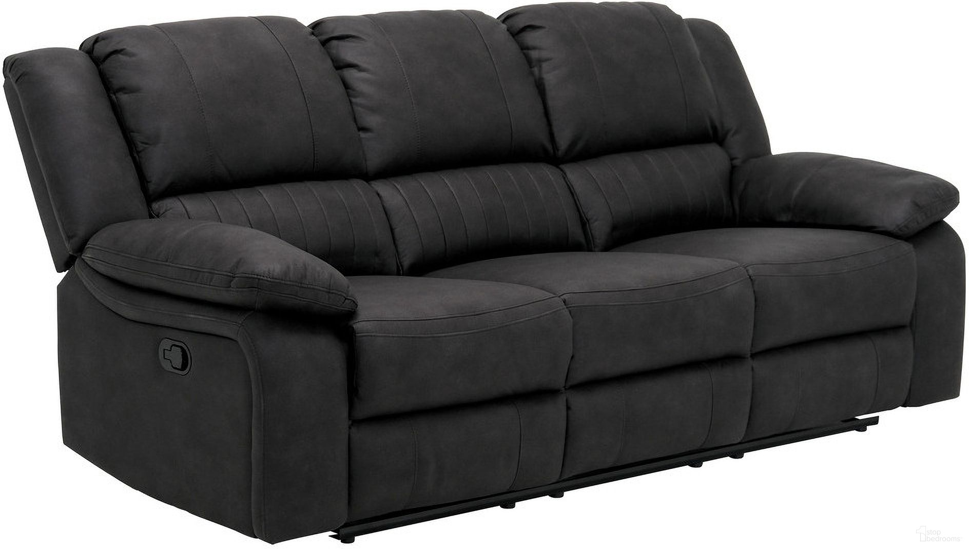 The appearance of Navaro Reclining Sofa In Black designed by Emerald Home Furnishings in the modern / contemporary interior design. This black piece of furniture was selected by 1StopBedrooms from Navaro Collection to add a touch of cosiness and style into your home. Sku: U7120-00-06. Material: Metal.