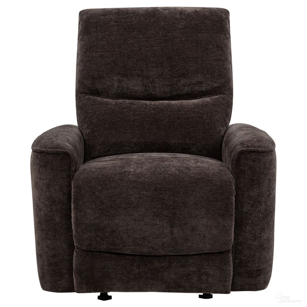 The appearance of Navarro Chenille Upholstered Glider Recliner In Dark Brown designed by Coaster in the transitional interior design. This dark brown piece of furniture was selected by 1StopBedrooms from Navarro Collection to add a touch of cosiness and style into your home. Sku: 609573. Material: Metal.