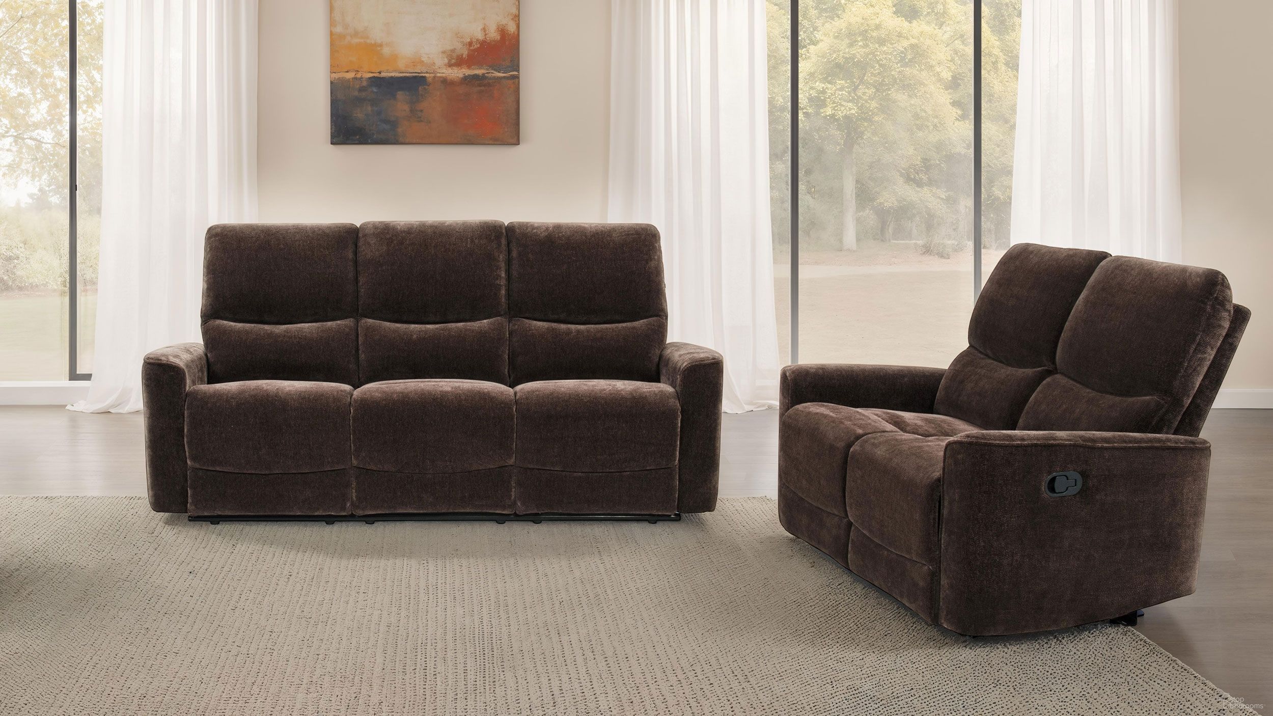 The appearance of Navarro Chenille Upholstered Reclining Living Room Set In Dark Brown designed by Coaster in the transitional interior design. This dark brown piece of furniture was selected by 1StopBedrooms from Navarro Collection to add a touch of cosiness and style into your home. Sku: 609571;609572. Material: Fabric.