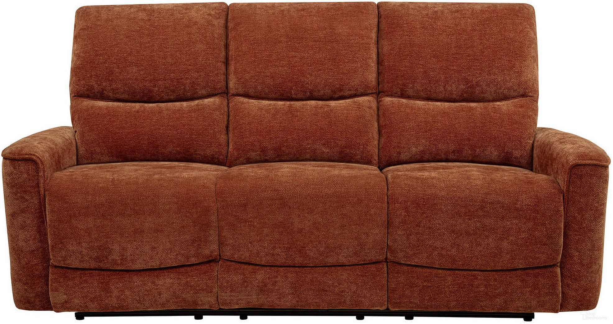 The appearance of Navarro Chenille Upholstered Reclining Sofa In Burnt Orange designed by Coaster in the transitional interior design. This burnt orange piece of furniture was selected by 1StopBedrooms from Navarro Collection to add a touch of cosiness and style into your home. Sku: 609574. Material: Plywood.