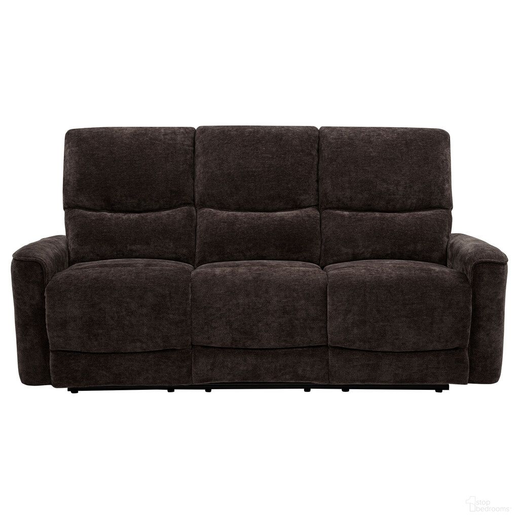 The appearance of Navarro Chenille Upholstered Reclining Sofa In Dark Brown designed by Coaster in the transitional interior design. This dark brown piece of furniture was selected by 1StopBedrooms from Navarro Collection to add a touch of cosiness and style into your home. Sku: 609571. Material: Fabric.