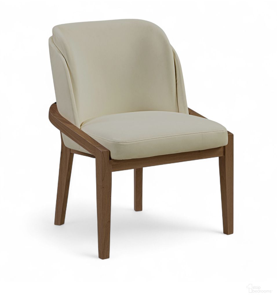 The appearance of Navo Vegan Leather Upholstered Dining Chair In Beige and Stained Walnut designed by Meridian in the modern / contemporary interior design. This beige/stained walnut piece of furniture was selected by 1StopBedrooms from Navo Collection to add a touch of cosiness and style into your home. Sku: 88042Beige-C. Material: Vegan Leather. Chair Type: Side Chair.