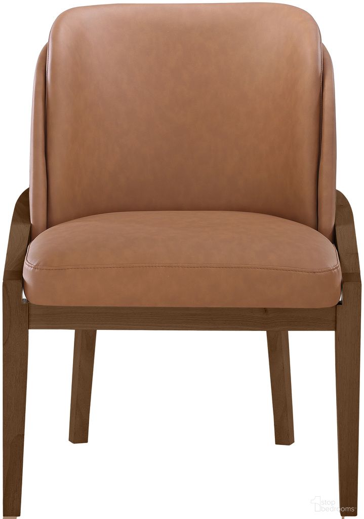 The appearance of Navo Vegan Leather Upholstered Dining Chair In Cognac and Stained Walnut designed by Meridian in the modern / contemporary interior design. This cognac/stained walnut piece of furniture was selected by 1StopBedrooms from Navo Collection to add a touch of cosiness and style into your home. Sku: 88042Cognac-C. Material: Vegan Leather. Chair Type: Side Chair.