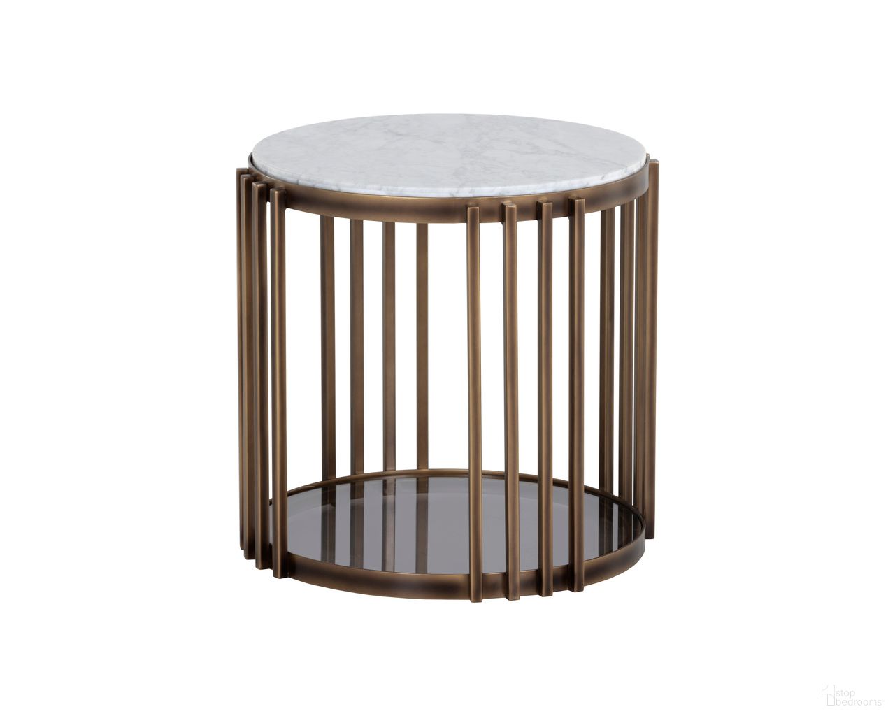 Naxos Side Table In White and Rustic Bronze