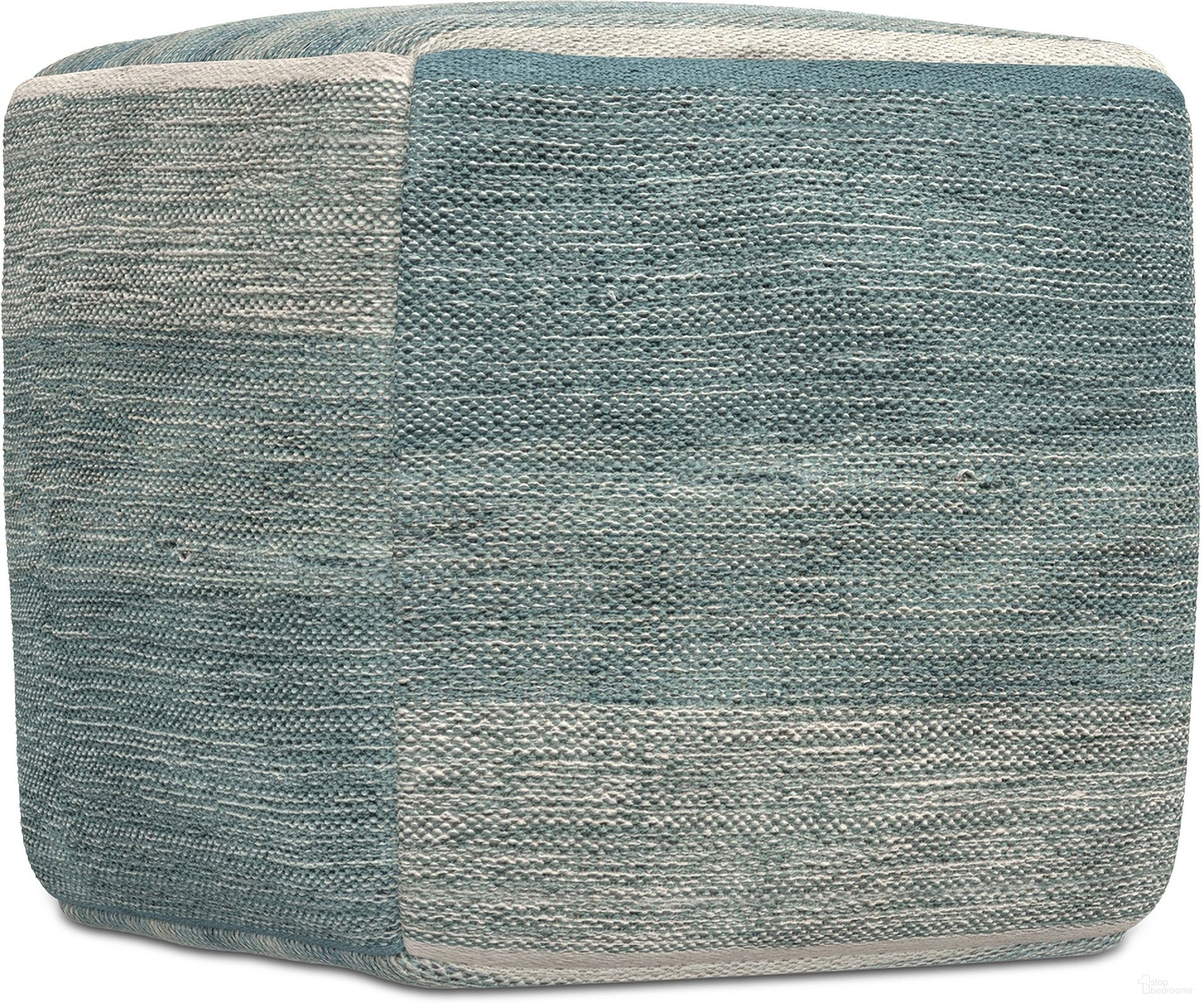 Naya Cotton Cube Pouf In Blue Melange