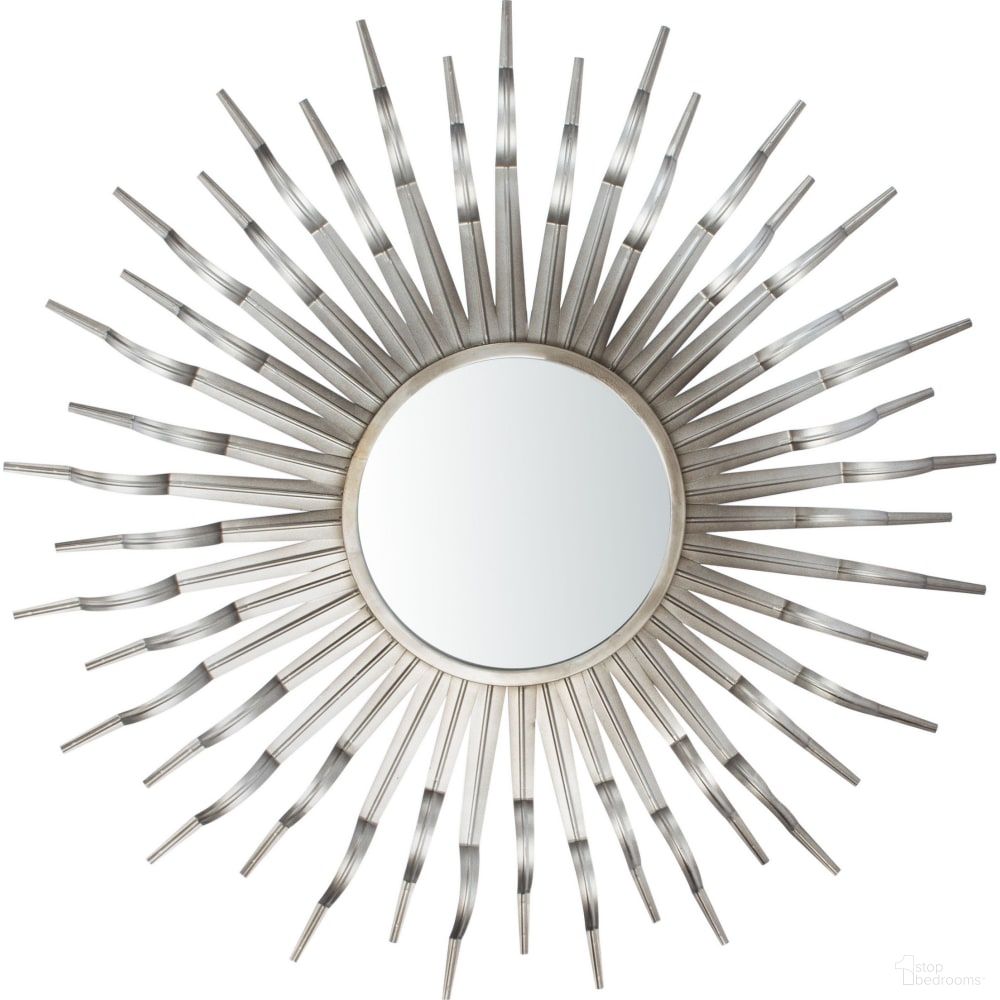 The appearance of Naya Gunmetal Sunburst Mirror designed by Safavieh in the transitional interior design. This gunmetal piece of furniture was selected by 1StopBedrooms from Naya Collection to add a touch of cosiness and style into your home. Sku: MRR1034A. Material: Iron.