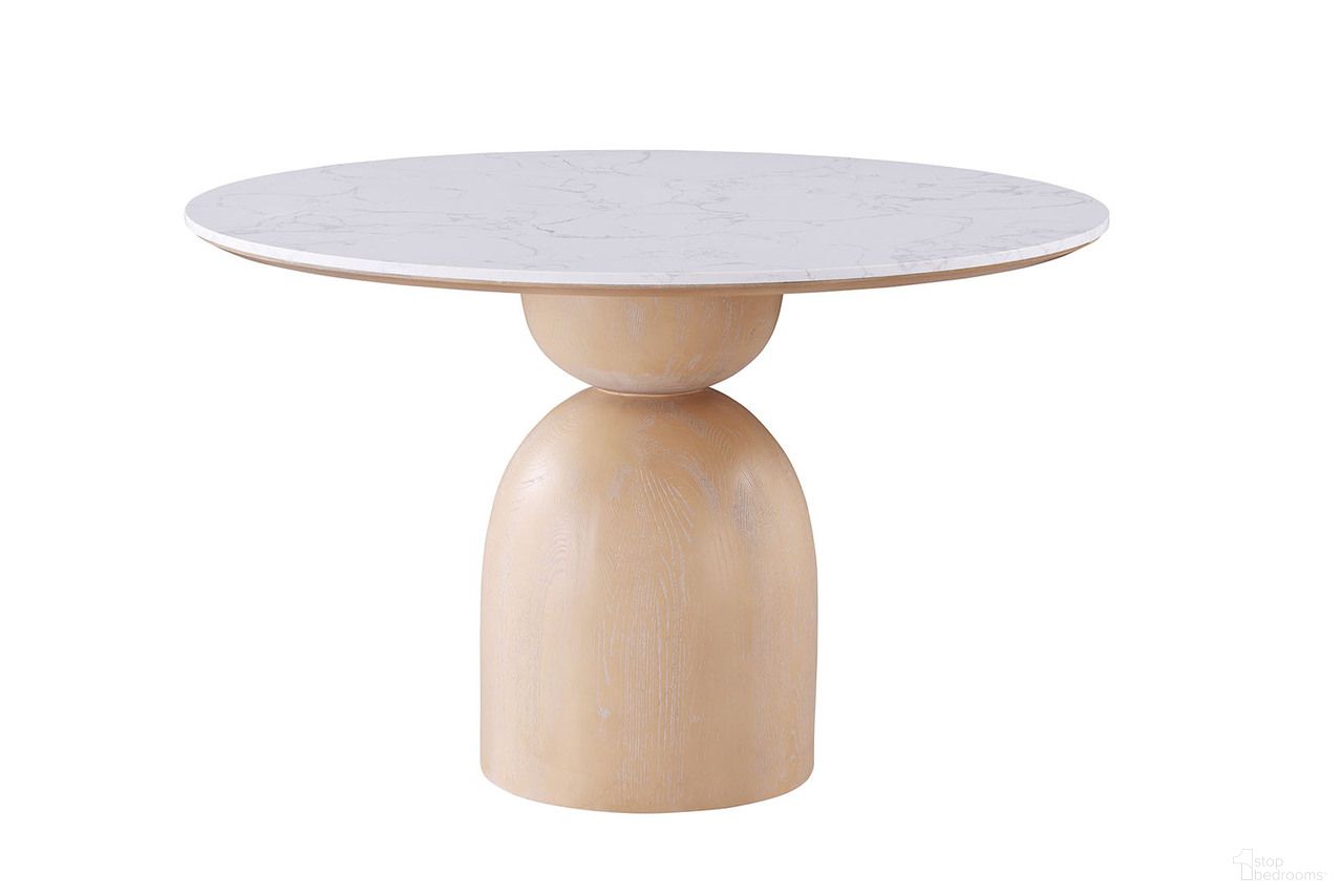 The appearance of Neasden Dining Table In Natural/White/Black designed by Furniture of America in the modern / contemporary interior design. This natural/white/black piece of furniture was selected by 1StopBedrooms from Neasden Collection to add a touch of cosiness and style into your home. Sku: FM37003NT-T-1;FM37003NT-T-2. Table Base Style: Pedestal. Table Top Shape: Round. Material: Stone. Size: 47".