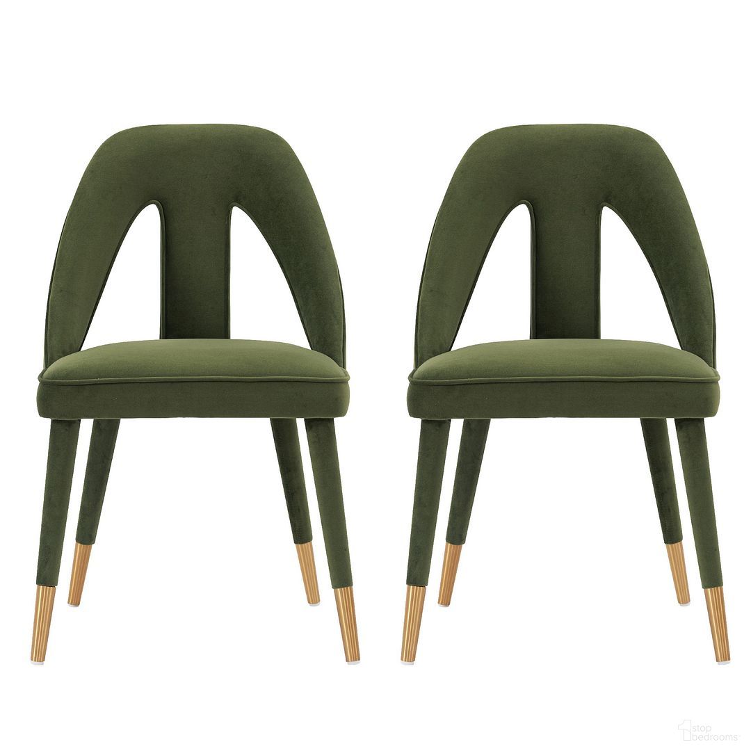 Neda Dining Chair Set of 2 In Olive Green