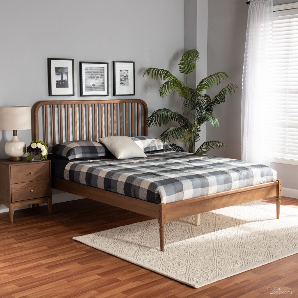 Neilan Wood Queen Platform Bed In Walnut Brown